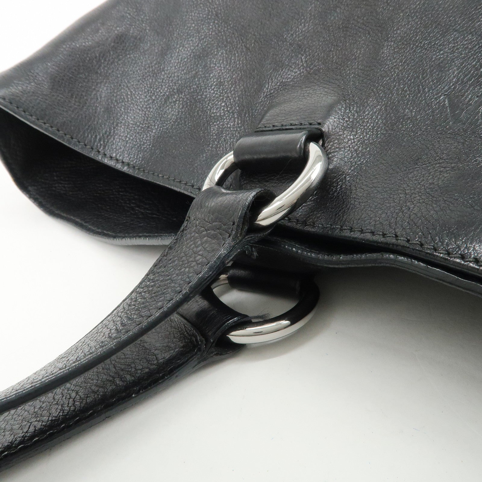 PRADA Leather 2Way Bag Tote Bag Shoulder Bag Black VA0801