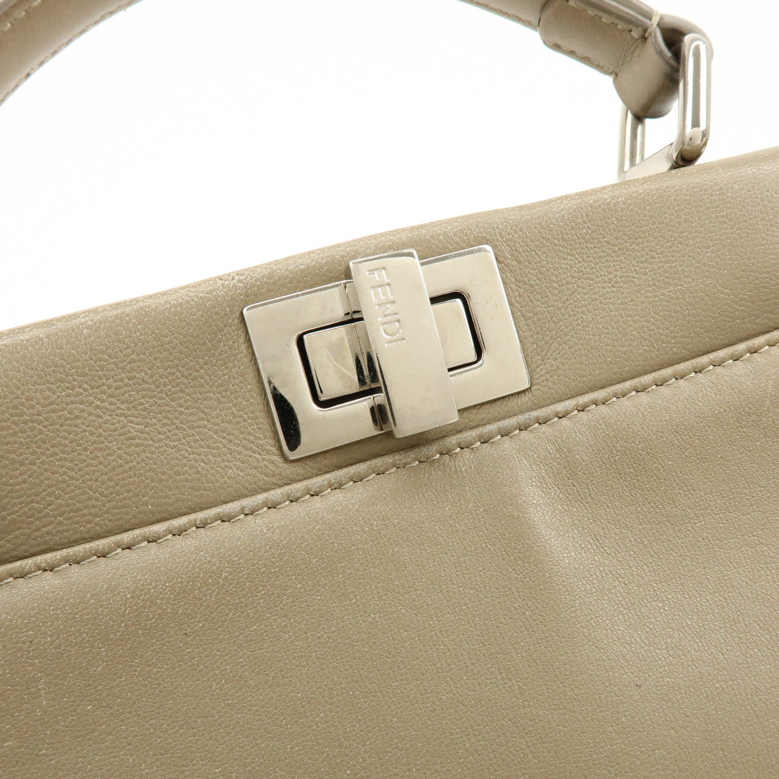 FENDI Mini Peekaboo 2Way Shoulder Bag Hand Bag Brown 8BN244