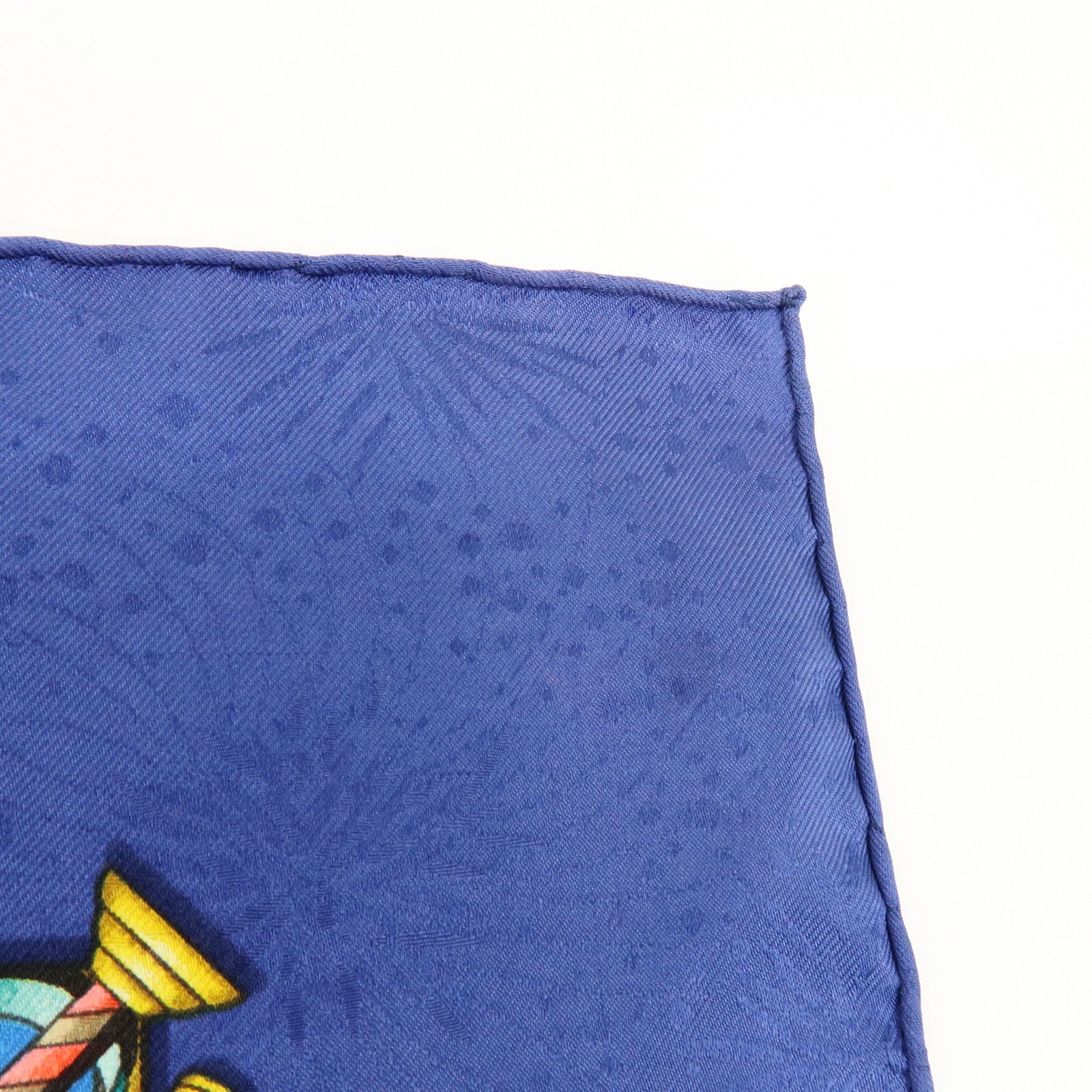 HERMES Carre 90 Silk 100% LUNA PARK Scarf Blue Gold