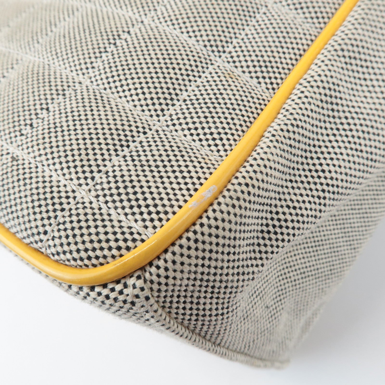 CHANEL COCO Mark No.5 Camellia Canvas Leather Patent Hand Bag A31573 Used