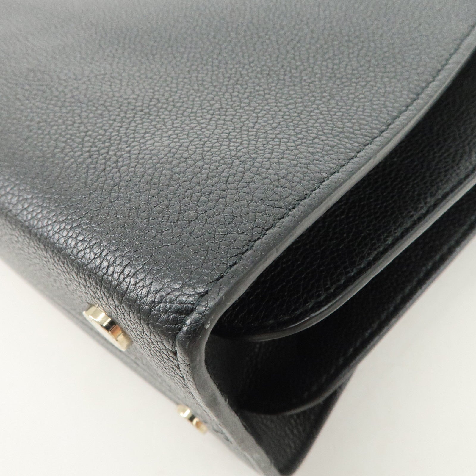 BVLGARI Alba Leather 2Way Hand Bag Shoulder Bag Charm Black