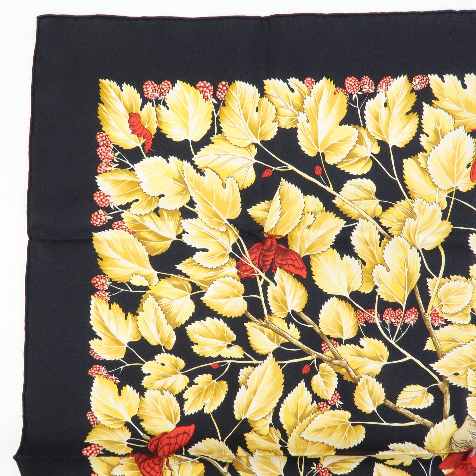 HERMES Carre 90 Silk 100% Scarf l'ARBRE de SOiE Black Light Brown