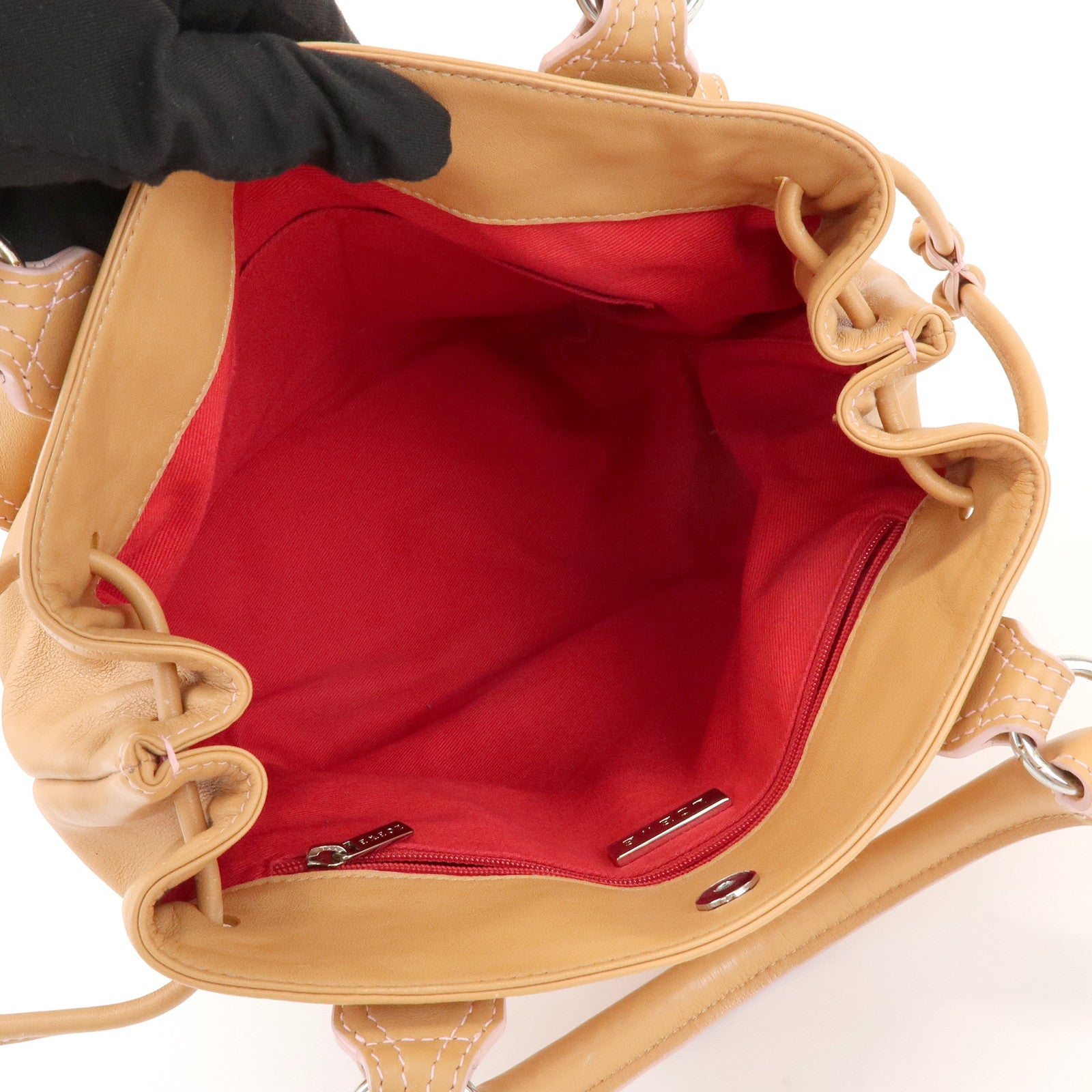 LOEWE Logo Suede Leather Hand Bag Mini Tote Bag Light Brown Beige