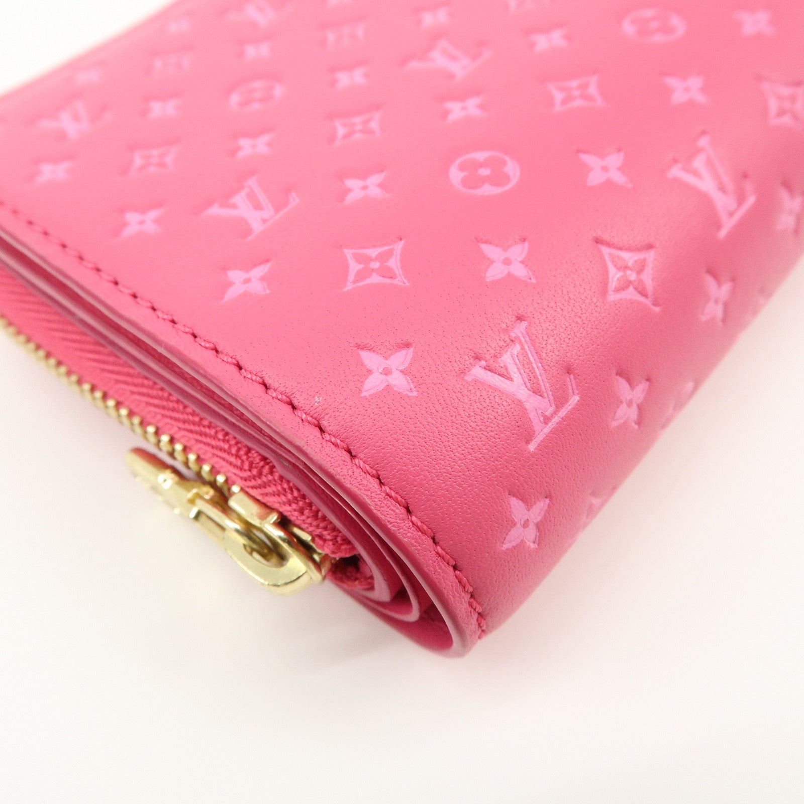 Louis Vuitton Nano Monogram Portefeuille Lou Wallet Pink M82357 Used