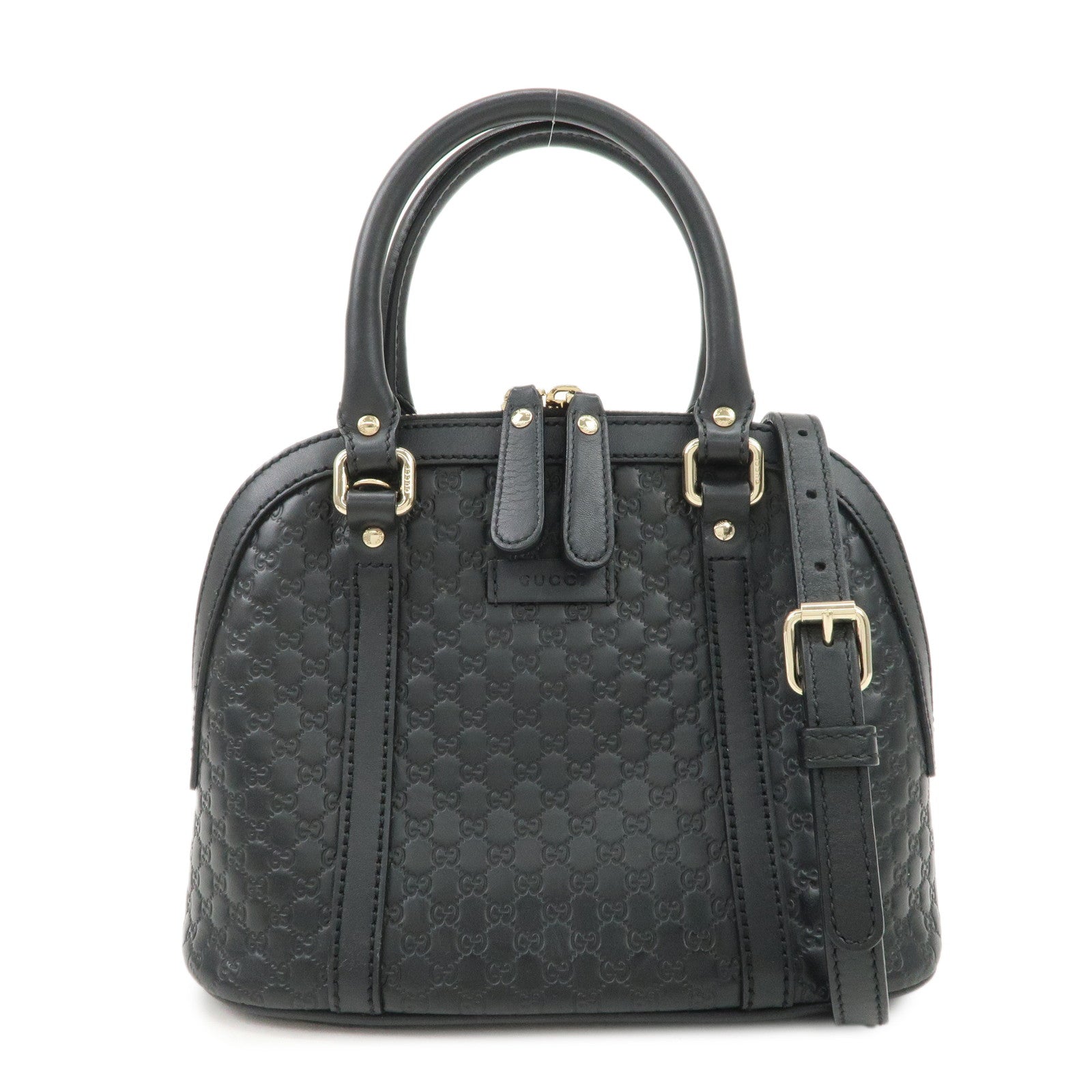 GUCCI Micro Guccissima Leather 2 Way Hand Bag Black 449654 Used
