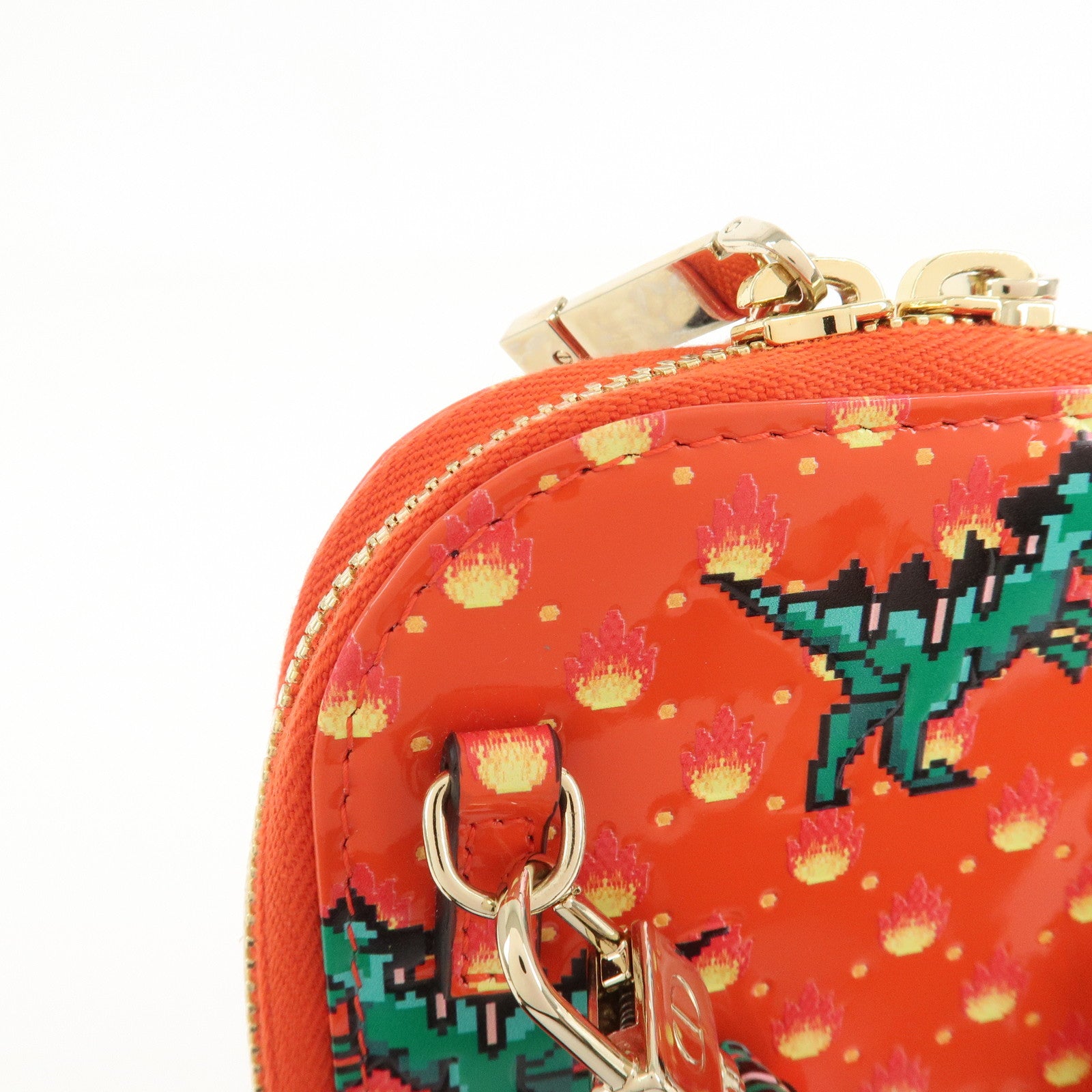 Christian Dior Dinosaur Motif Patent Leather Hand Bag Shoulder Bag