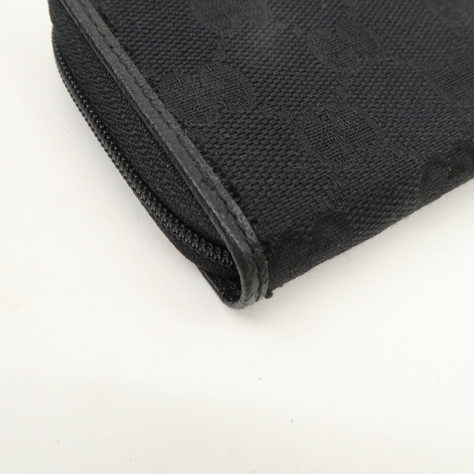 GUCCI GG Canvas Leather Coin Case Coin Purse Black 115255 Used