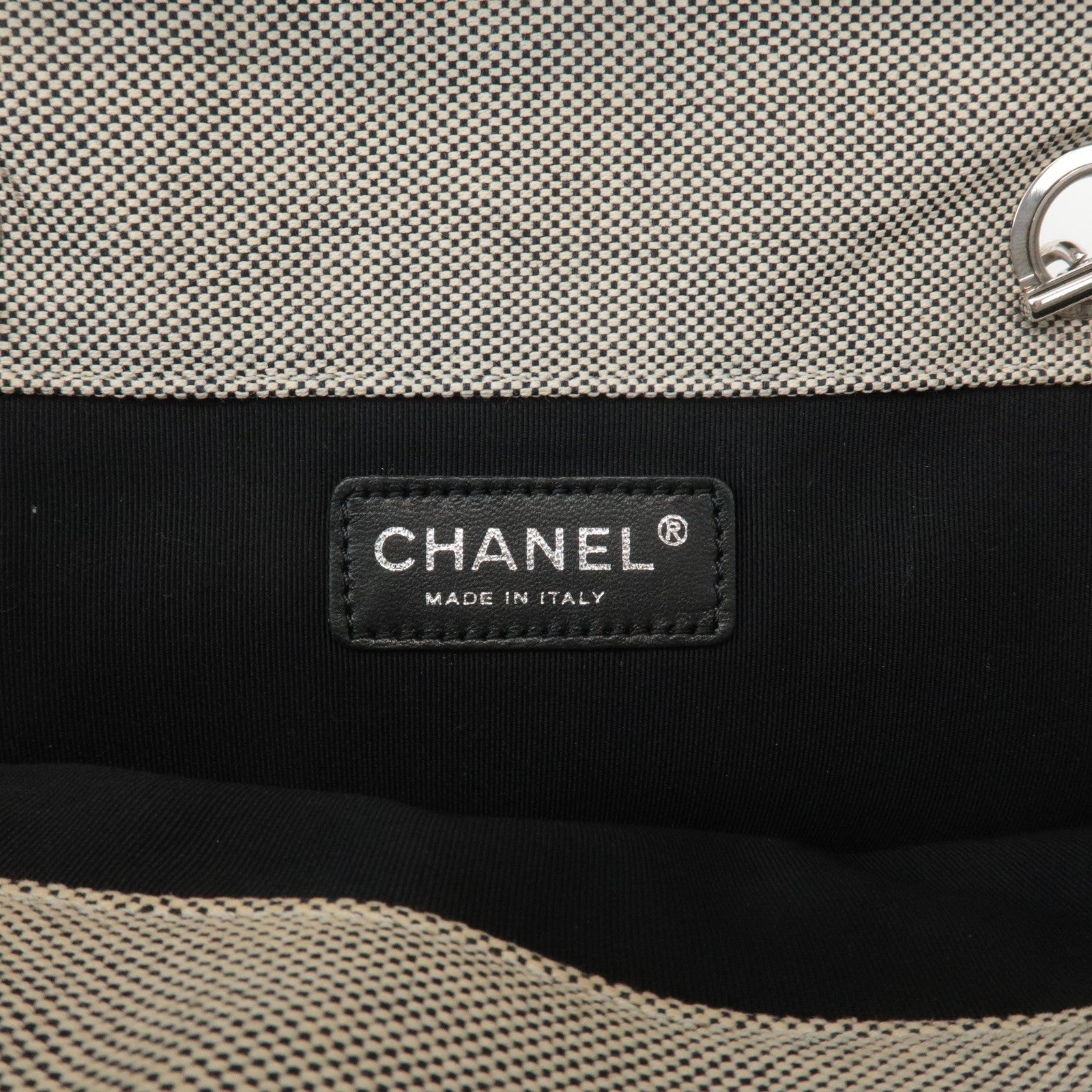 CHANEL COCO Mark No.5 Camellia Canvas Leather Patent Hand Bag A31573 Used