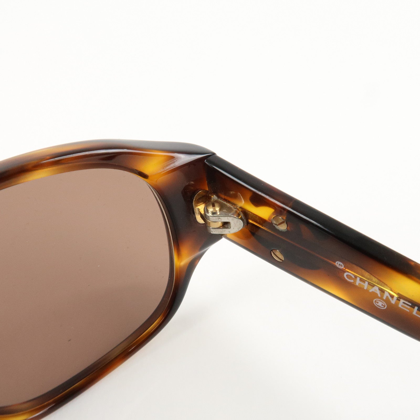 CHANEL COCO Mark Plastic Sunglasses Brown 01452 91235 Used