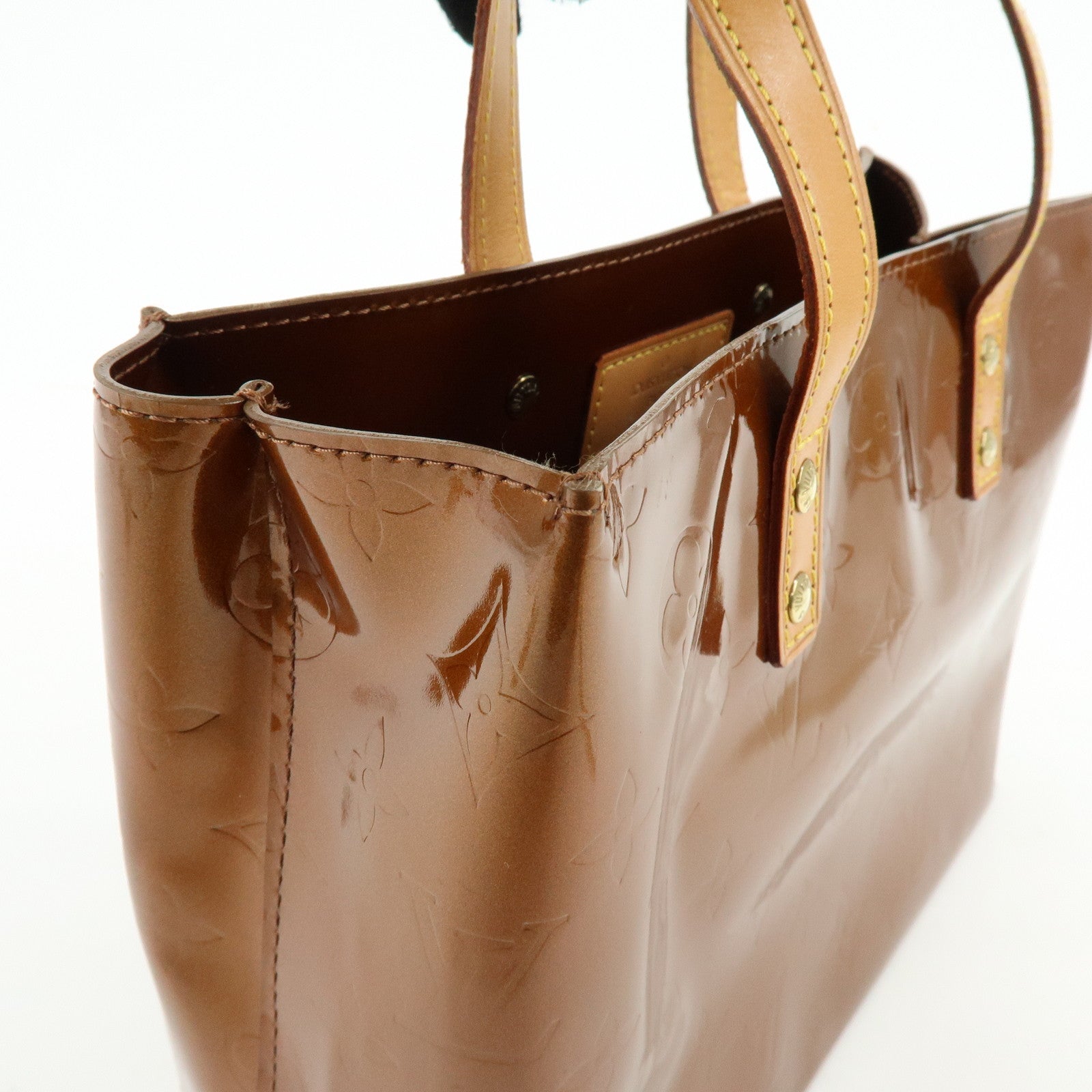 Louis Vuitton Monogram Vernis Reade PM Hand Bag Bronze M91146
