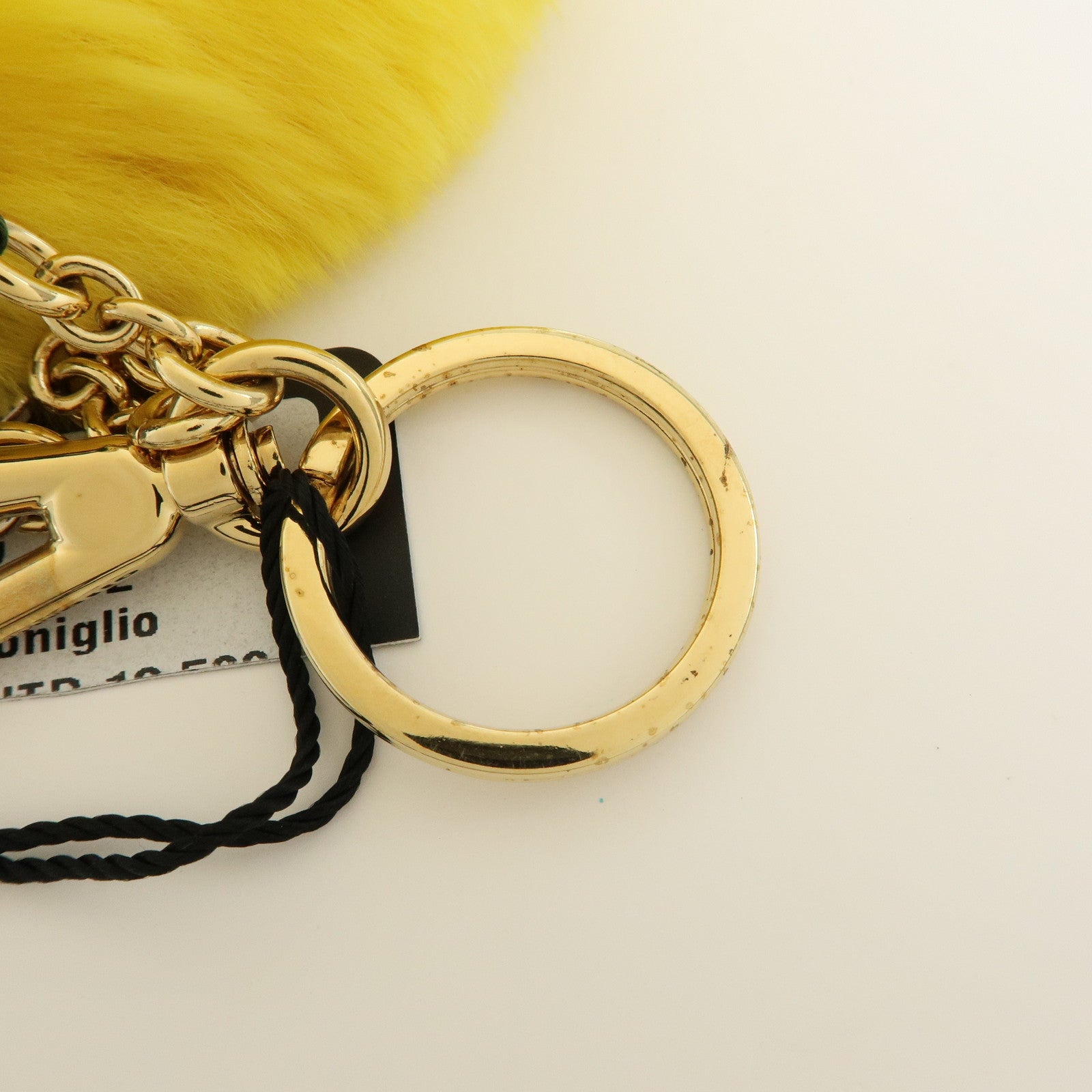 Dolce&Gabbana Fur Leather Lemon Motif Bag Charm Key Chain Yellow