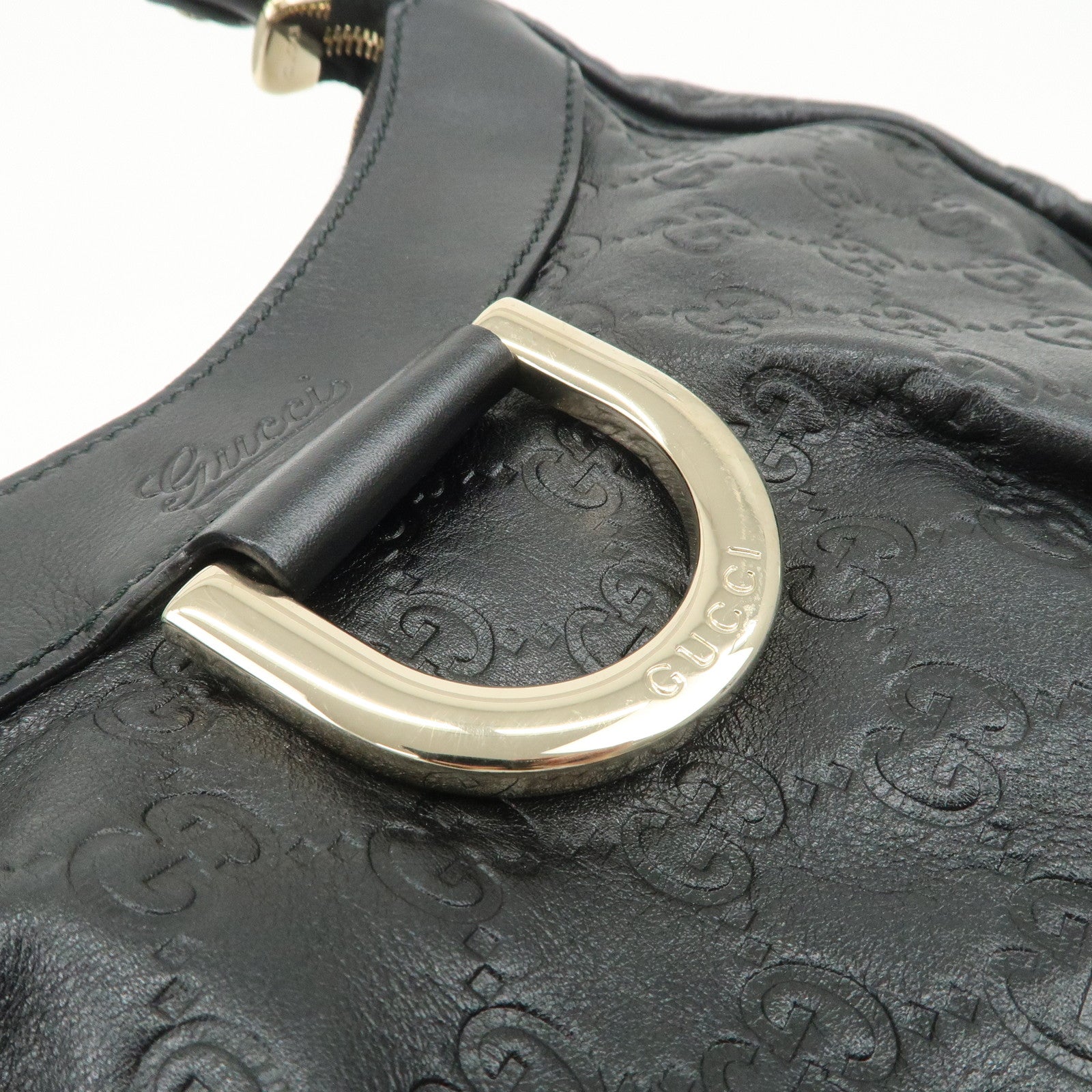 GUCCI Abbey Guccissima Leather Shoulder Bag Hand Bag Black 190525