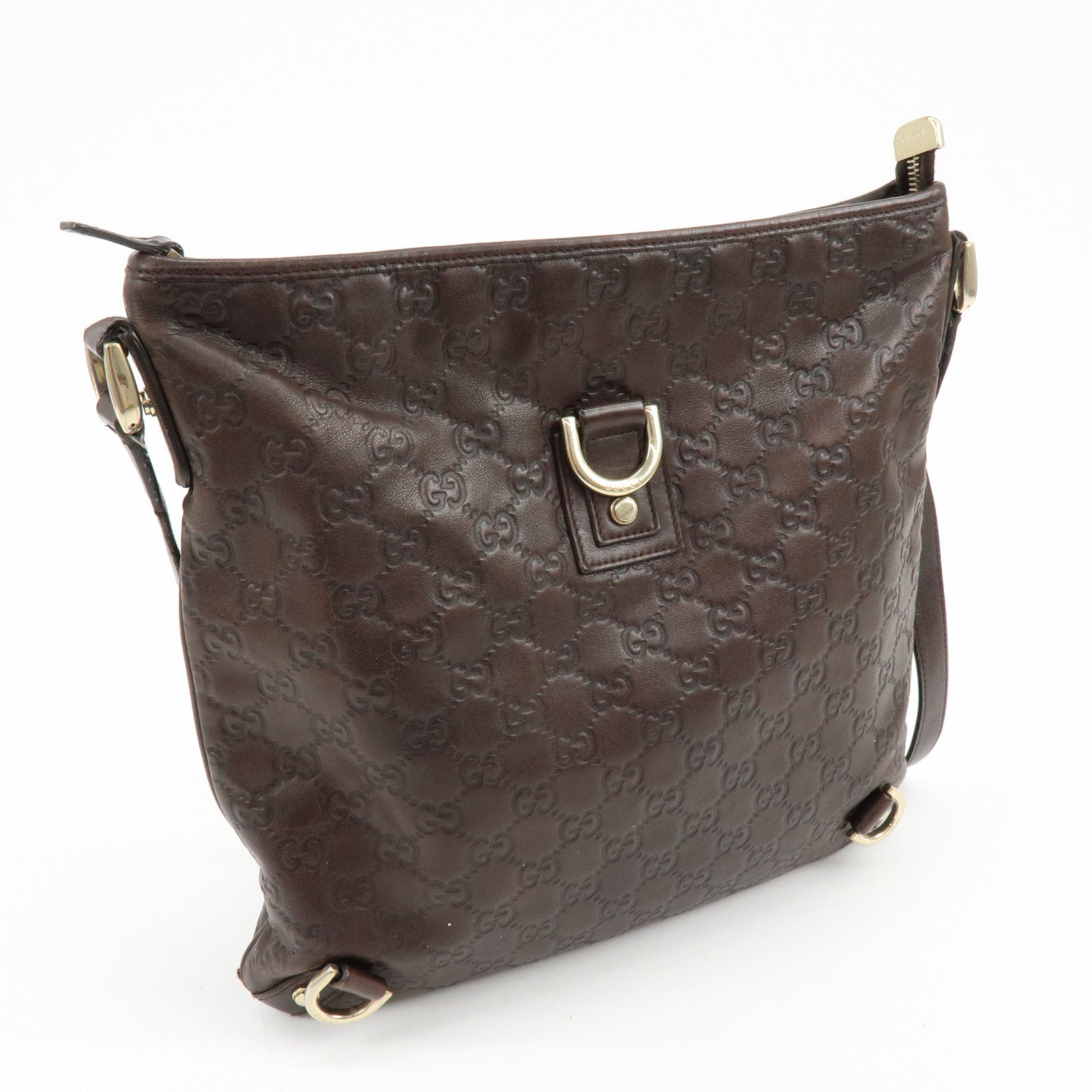 GUCCI Abbey Leather Shoulder Bag Crossbody Bag Brown 131326
