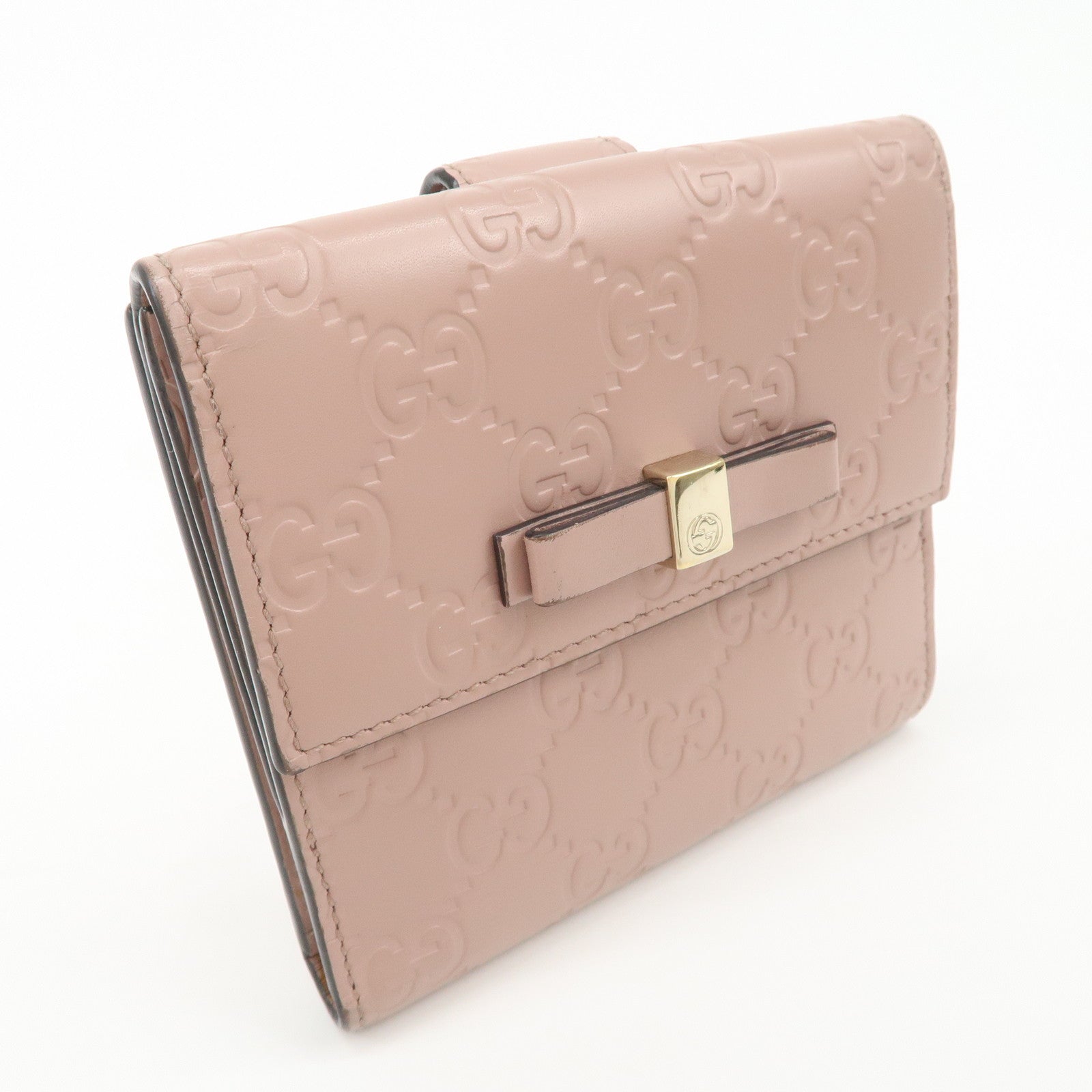 GUCCI Guccissima Leather Bi-Fold Compact Wallet Pink 406925