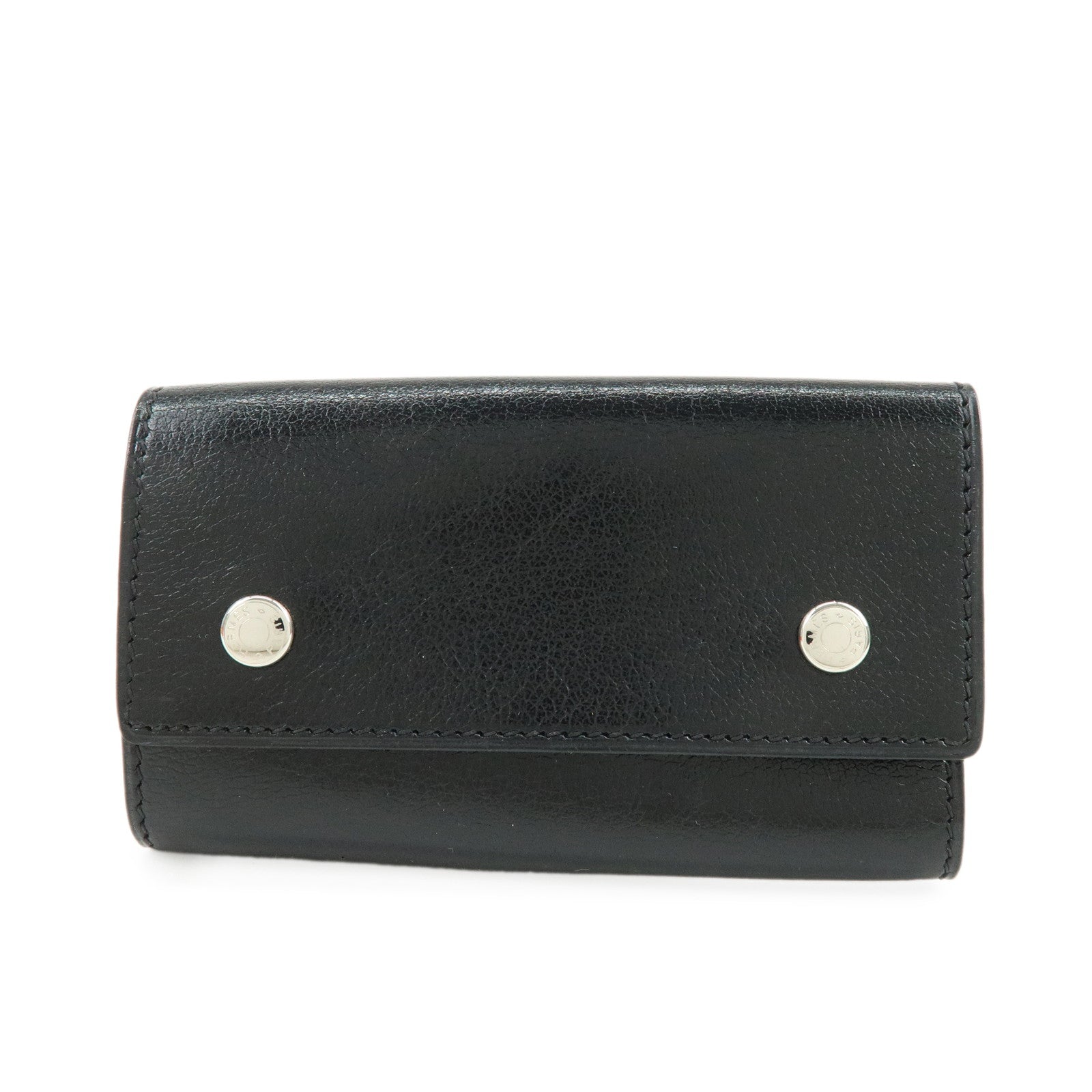 HERMES Serie Etui Cle 4 Box Calf Leather F Stamped Key Case Black