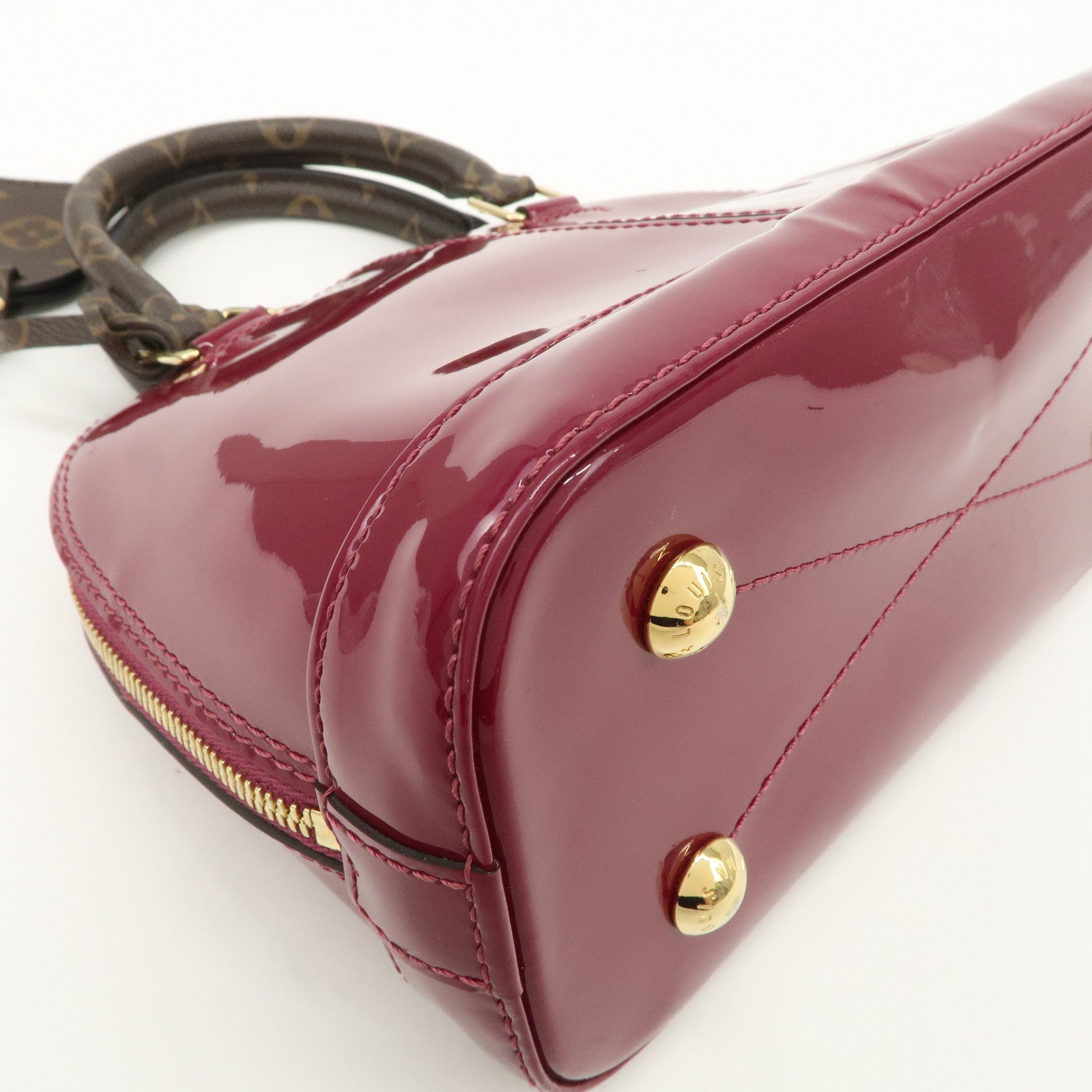 Louis Vuitton Monogram Vernis Alma BB 2Way Hand Bag Magenta M54785 Used