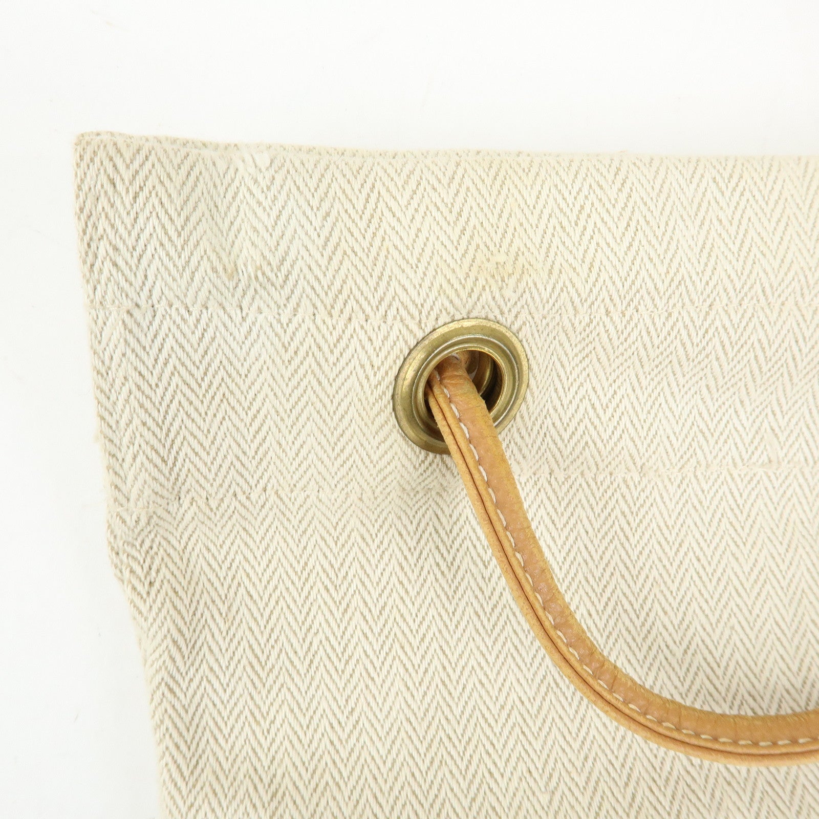 HERMES Aline GM Canvas Leather Shoulder Bag Hand Bag Natural