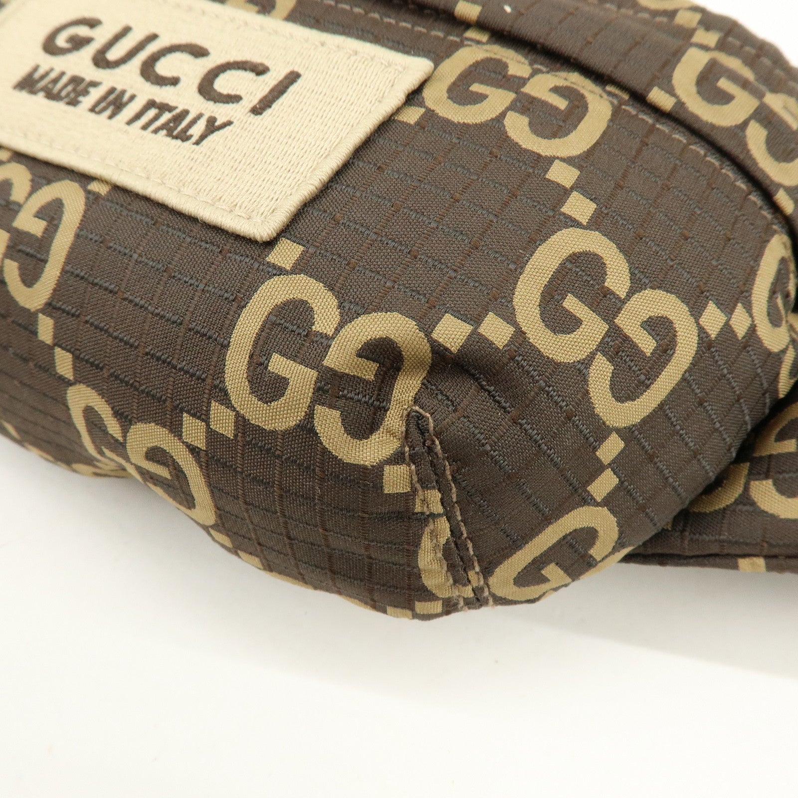 GUCCI GG Ripstop Leather Waist Pouch Body Bag Brown 767934