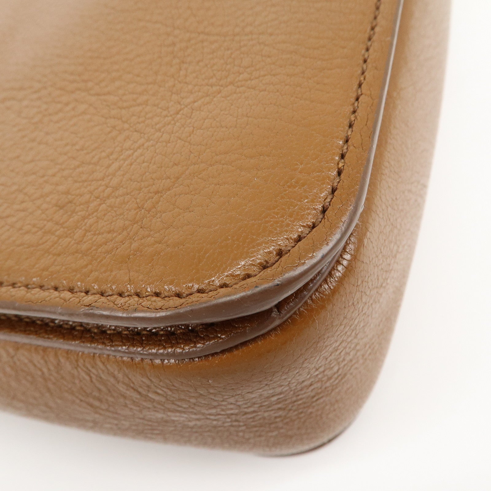 MIU MIU Leather 2Way Bag Hand Bag Brown Gold HDW RN0726 Used