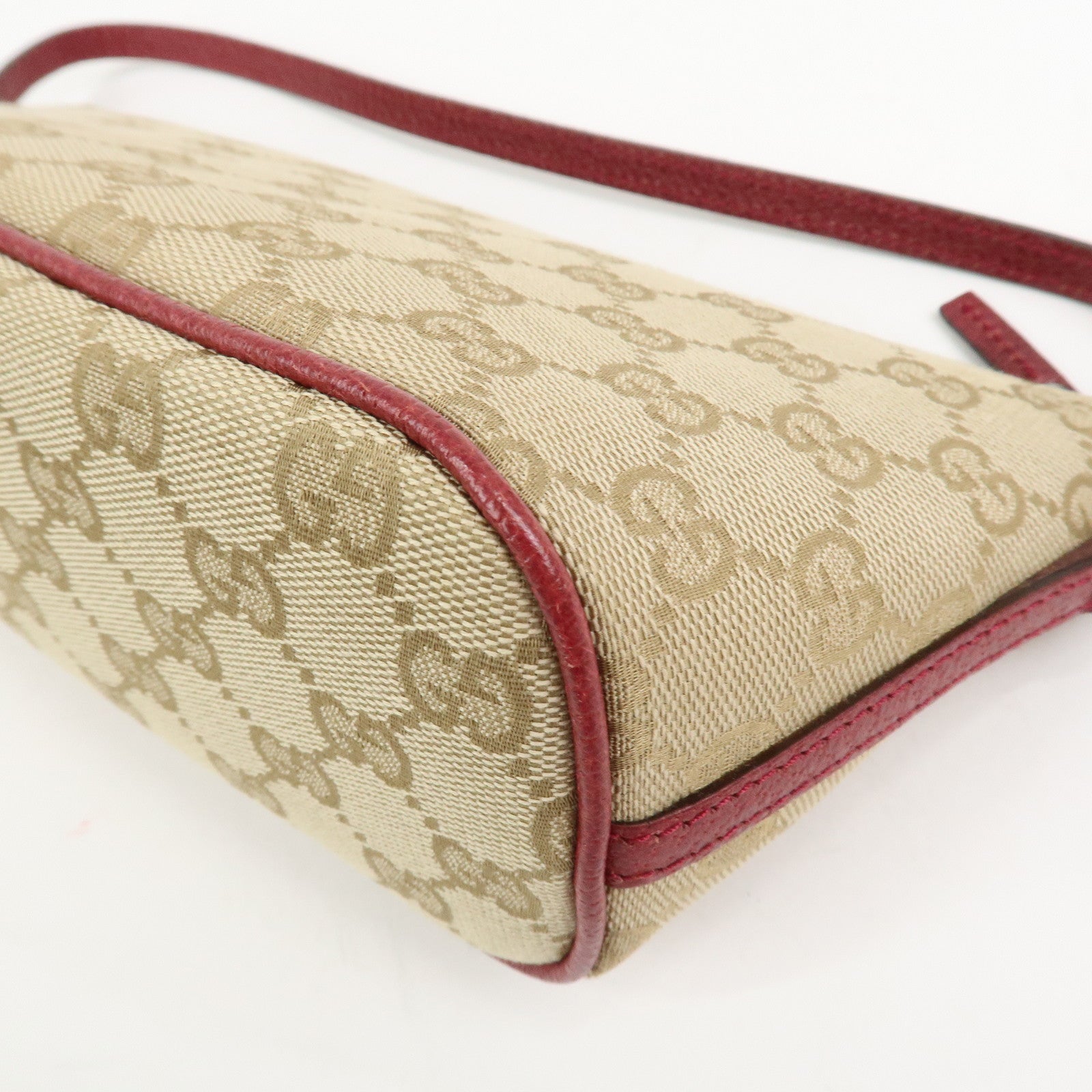 GUCCI Boat Bag GG Canvas Leather Hand Bag Light Brown 07198