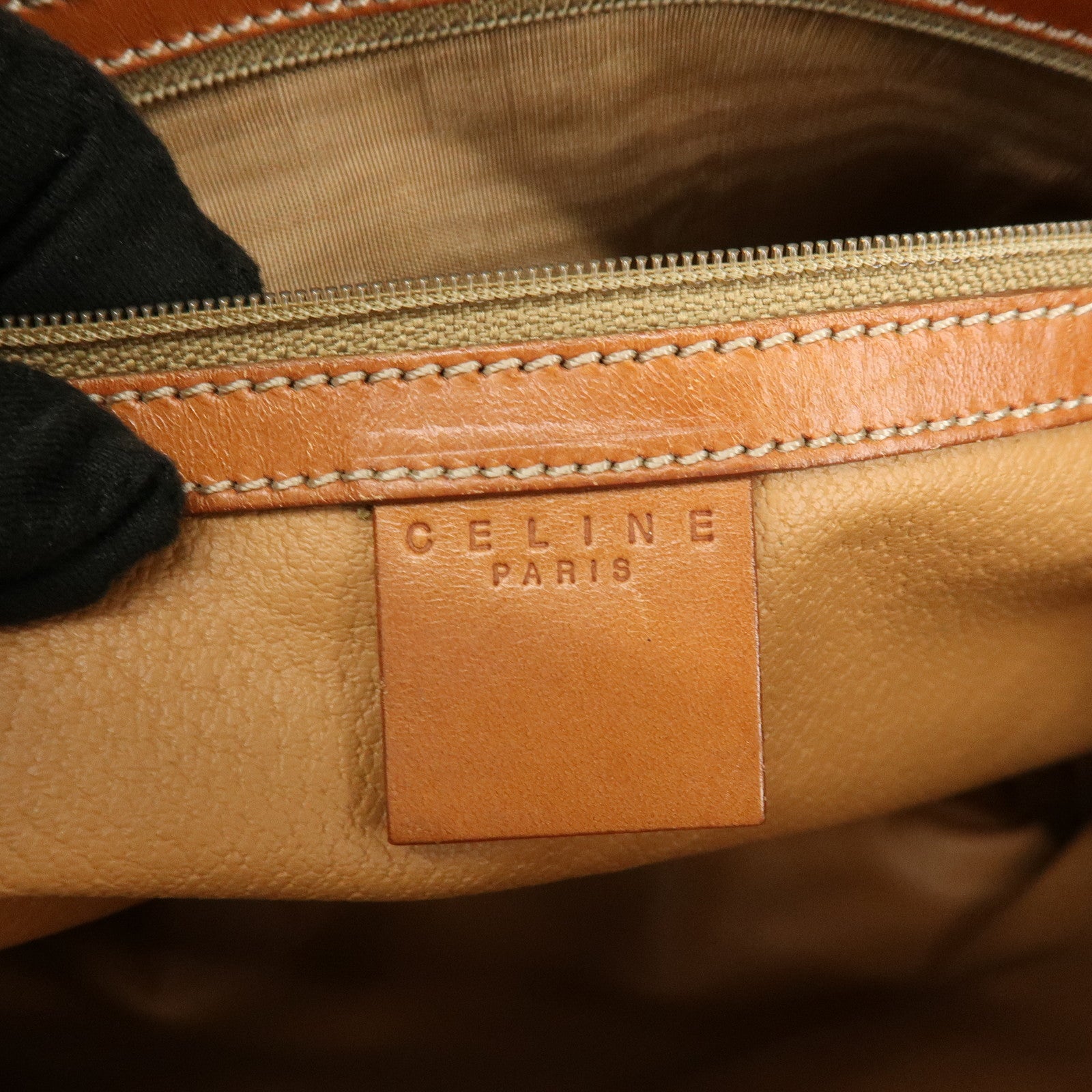 CELINE Macadam PVC Leather Tote Bag Hand Bag Shoulder Bag Brown