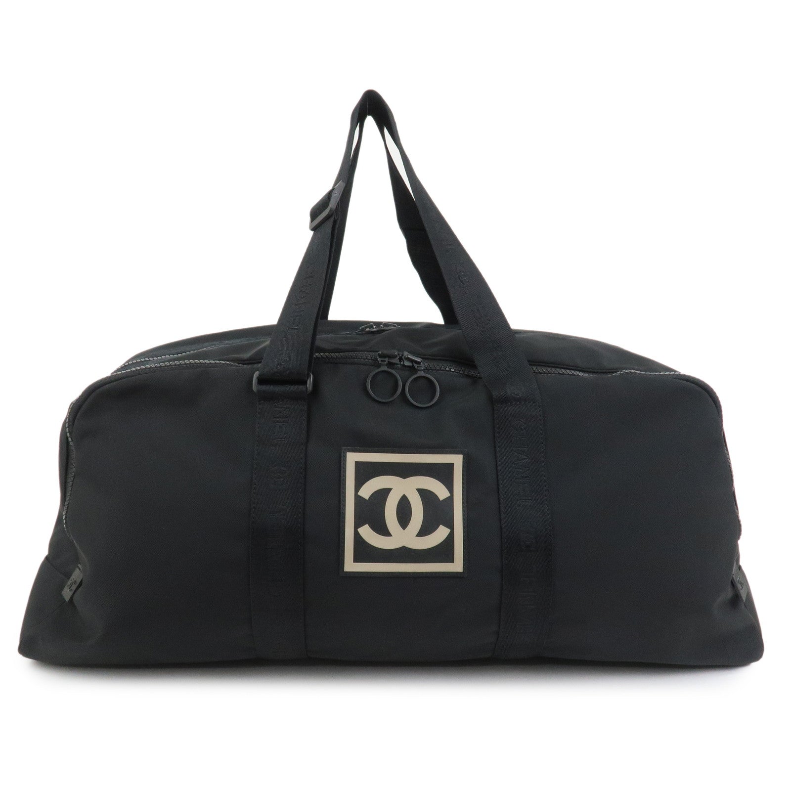 CHANEL Sport Line COCO Mark Nylon Boston Bag Shoulder Bag Black