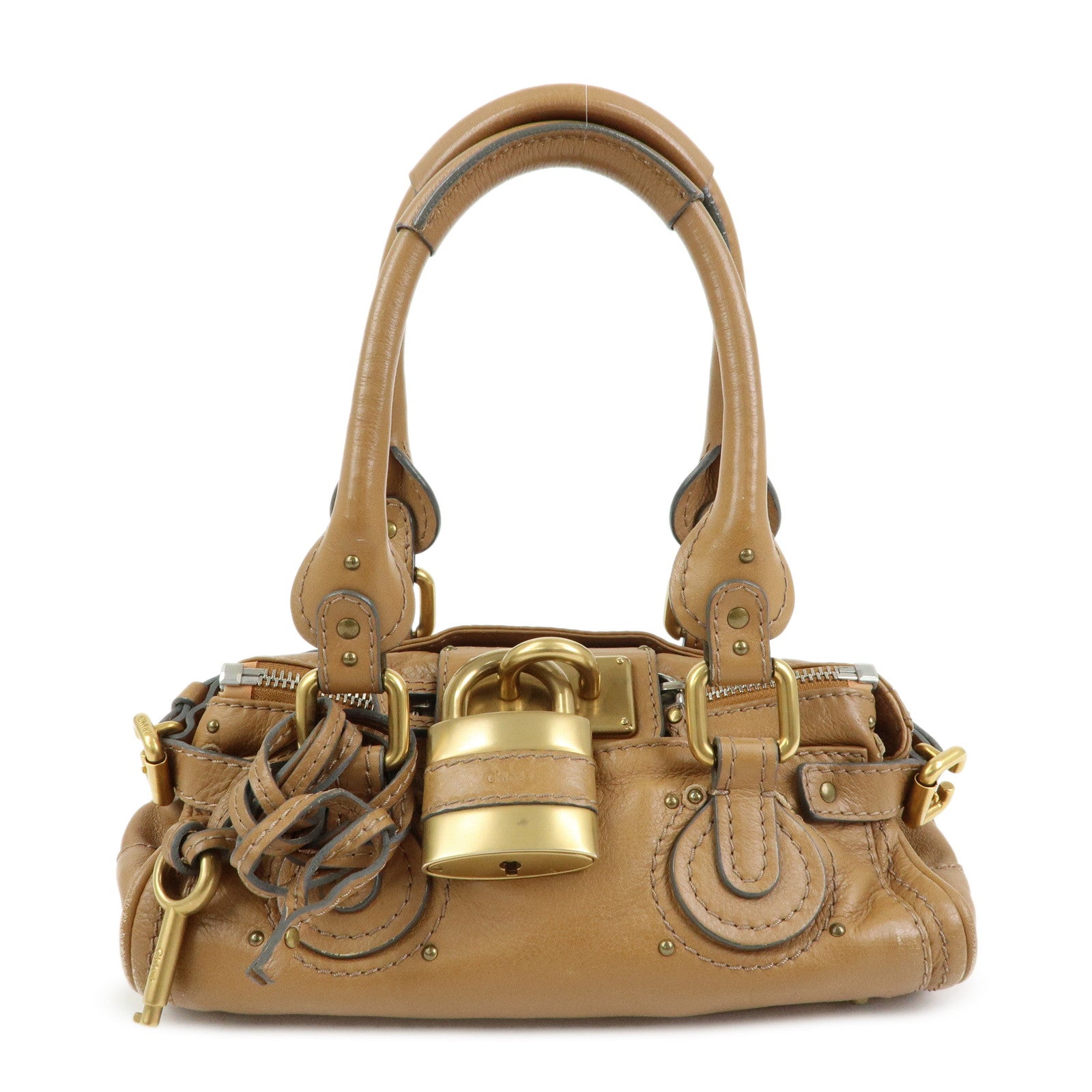 Chloe Paddington Leather Mini Hand Bag Boston Bag Brown