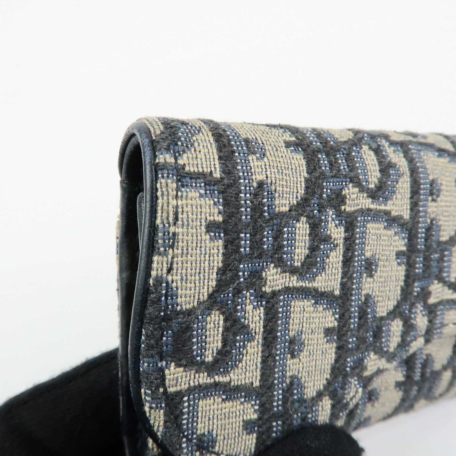 Christian Dior Saddle Oblique Jacquard Canvas Key Case Navy