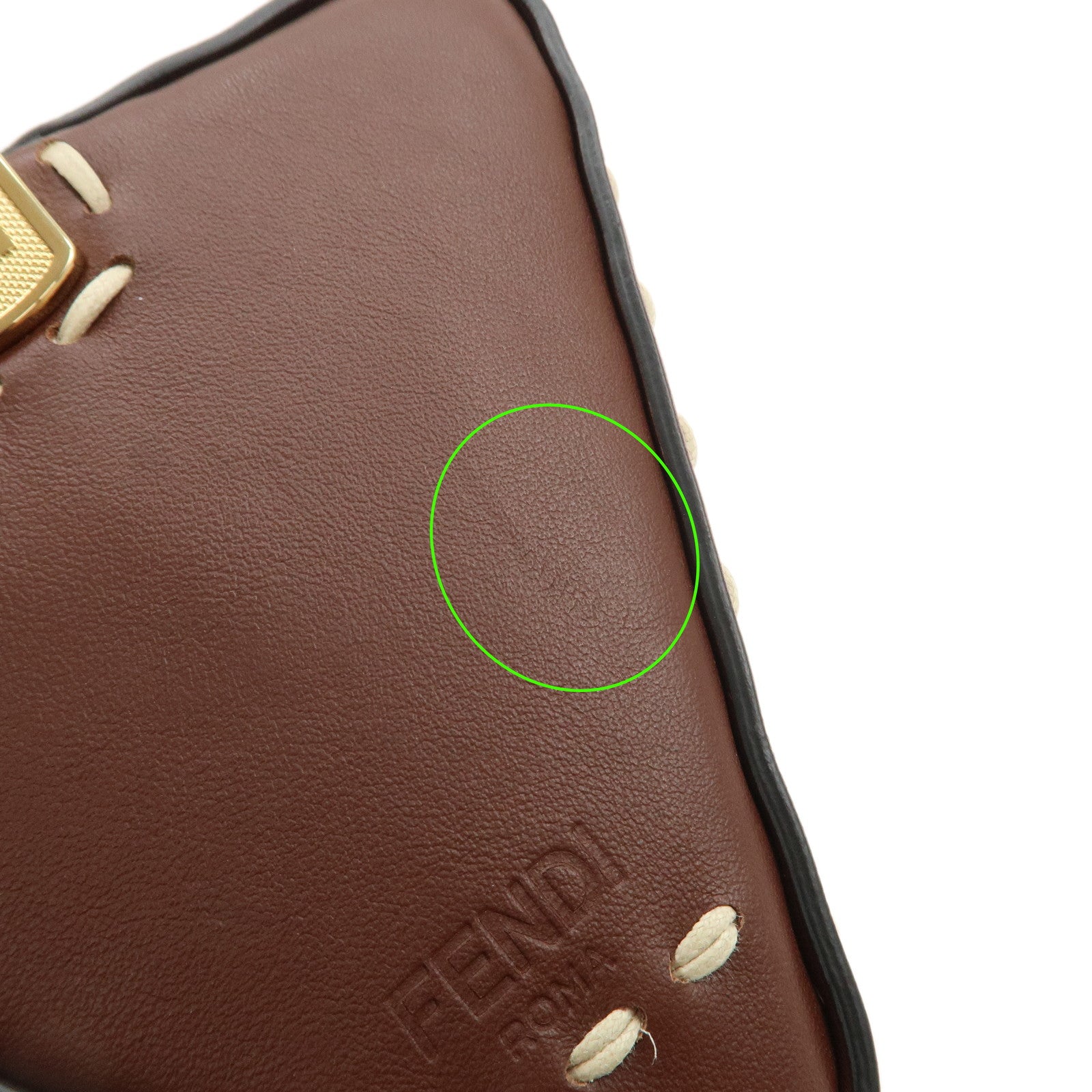 FENDI Selleria Leather Selleria Triangla Shoulder Bag Brown 8BS053