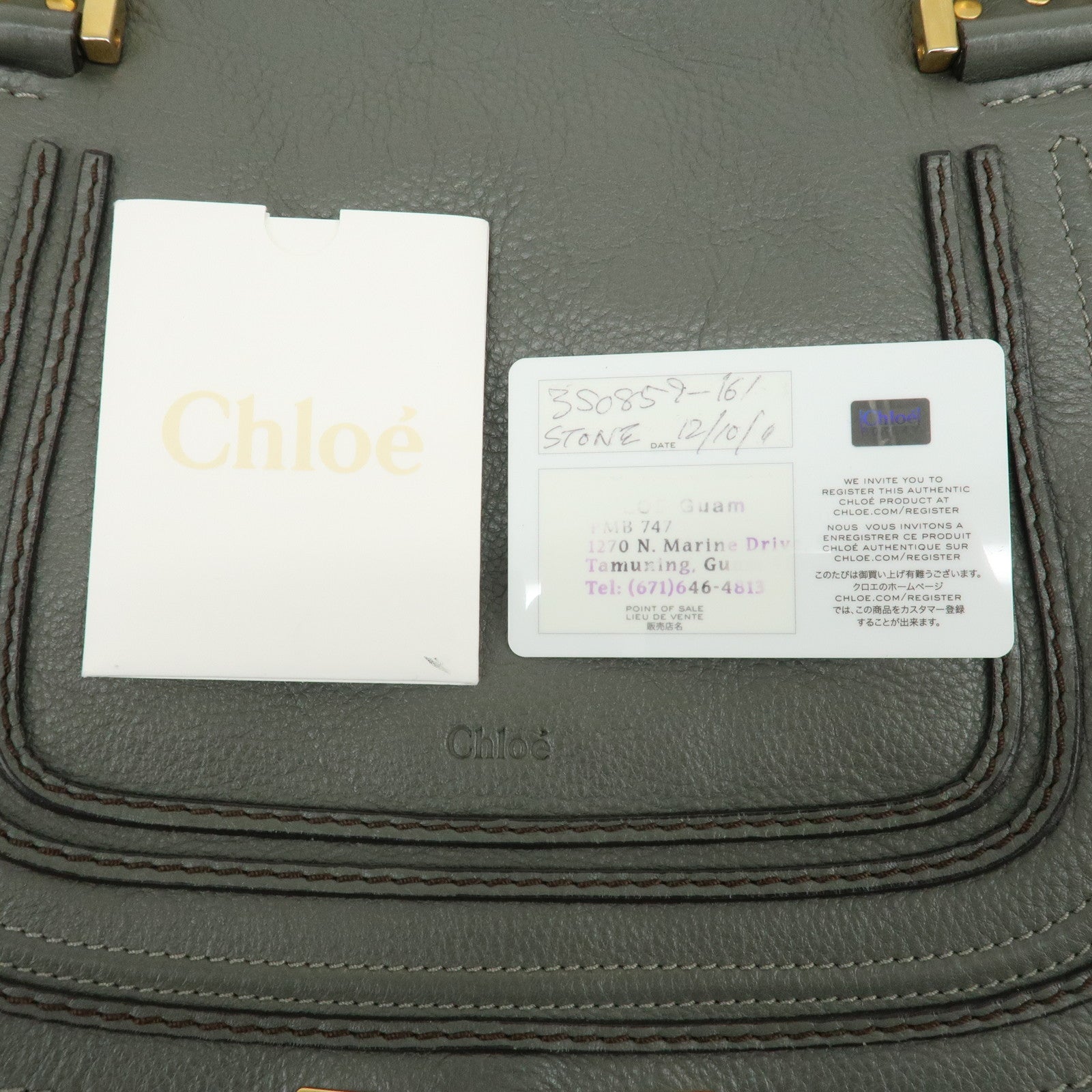 Chloe Marcie Leather Tote Bag Shoulder Bag Hand Bag Gray