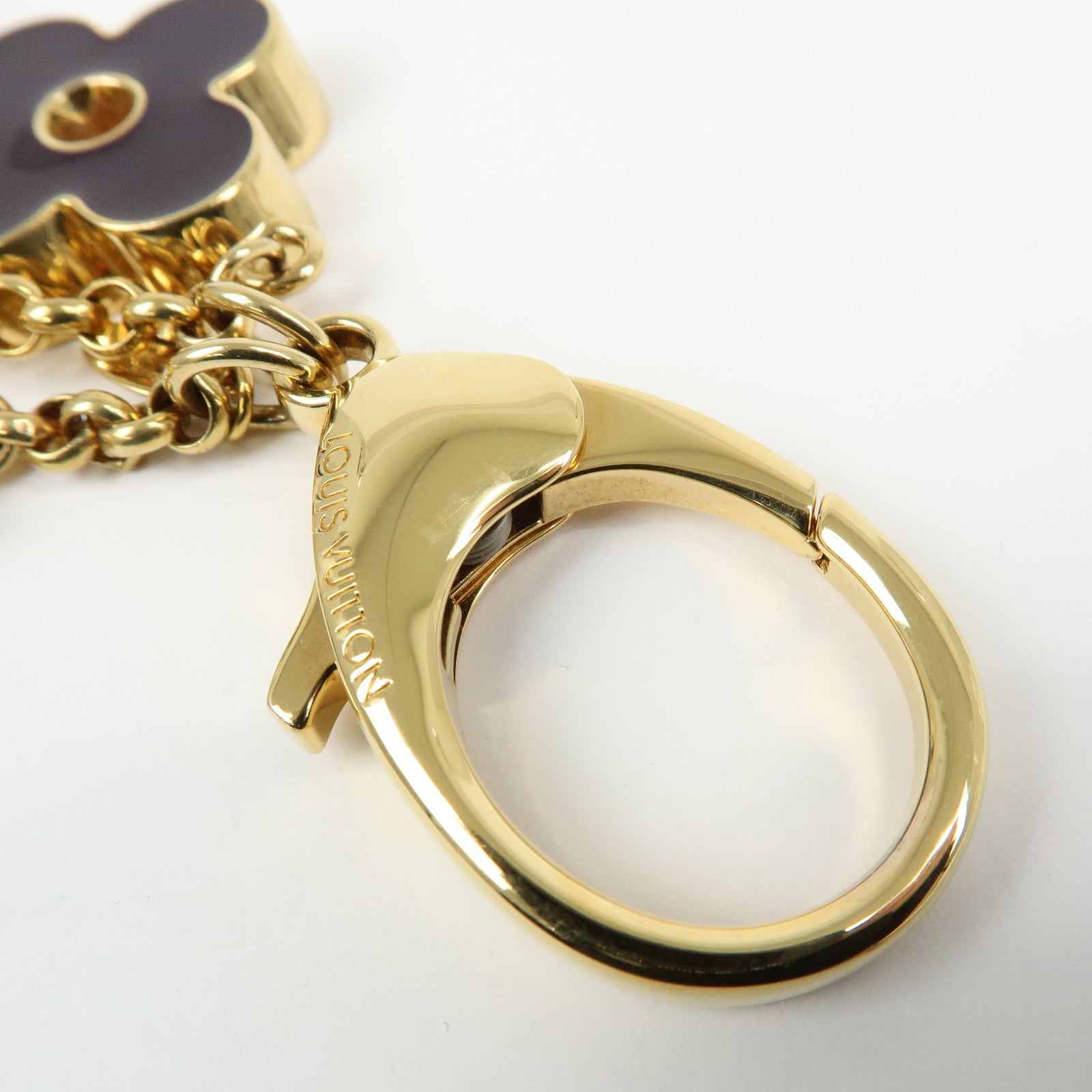 Louis Vuitton Fleur de Monogram Key Chain Bag Charm Gold M67119