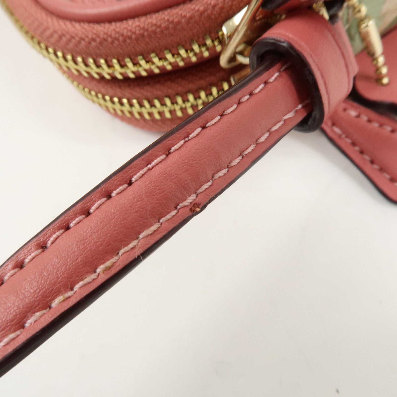 COACH Signature PVC Canvas Leather Shoulder Bag Beige Pink