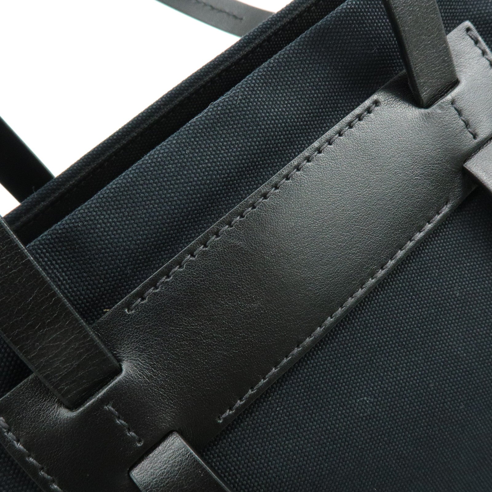 MIU MIU Canvas Leather Tote Bag Hand Bag Shoulder Bag Black