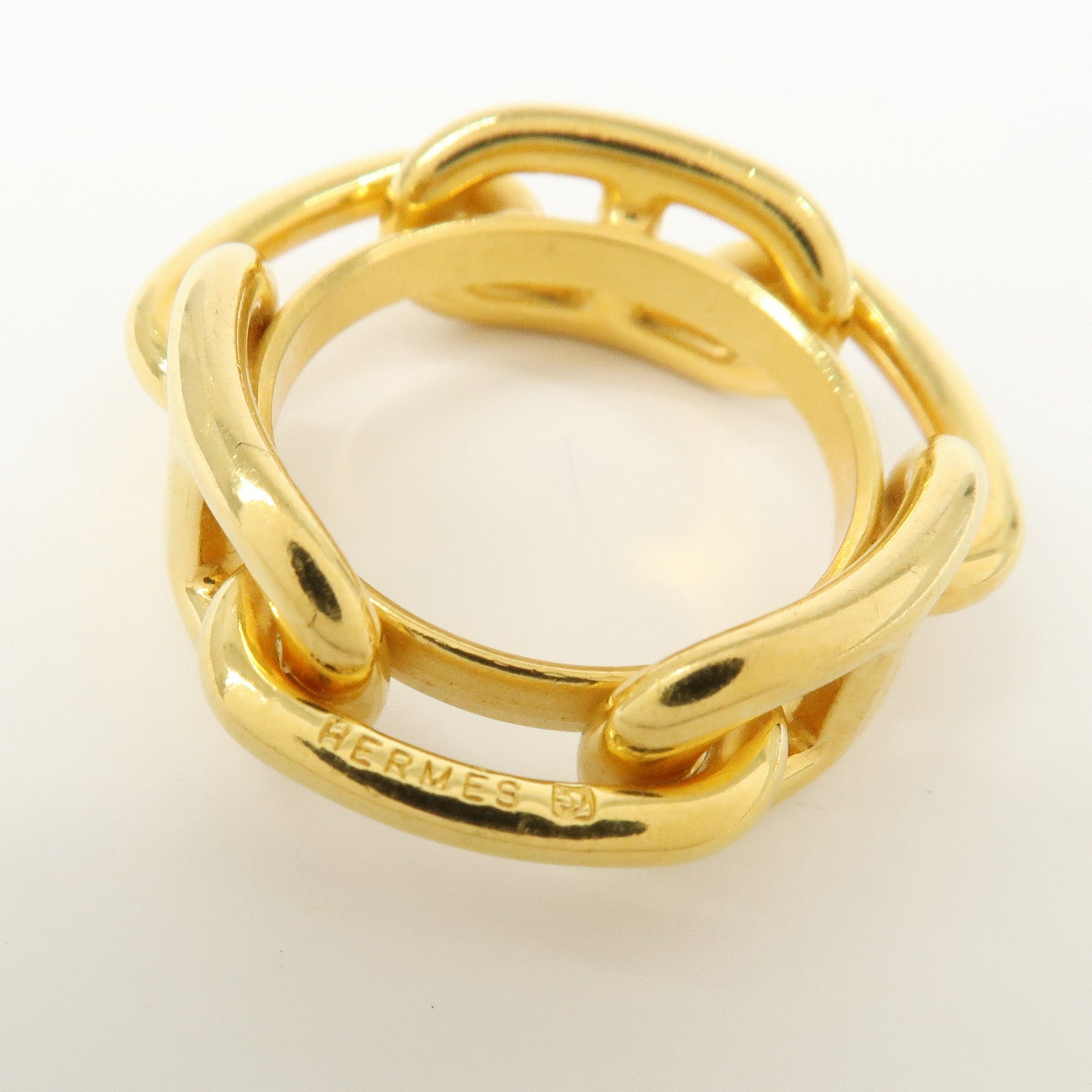 HERMES Chaine d’Ancre Metal Scarf Ring Gold