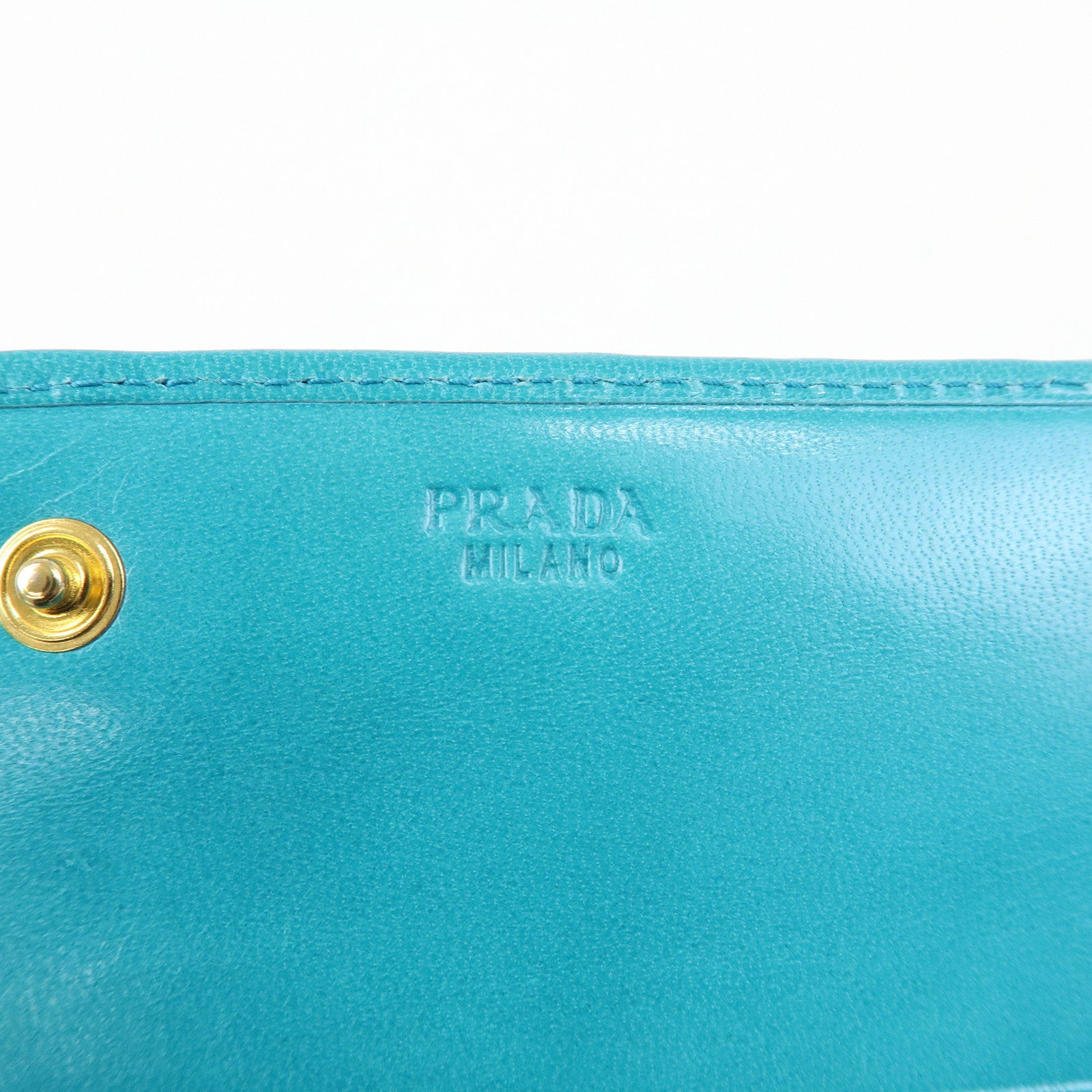 PRADA Triangle Logo Leather Long Wallet Blue Black