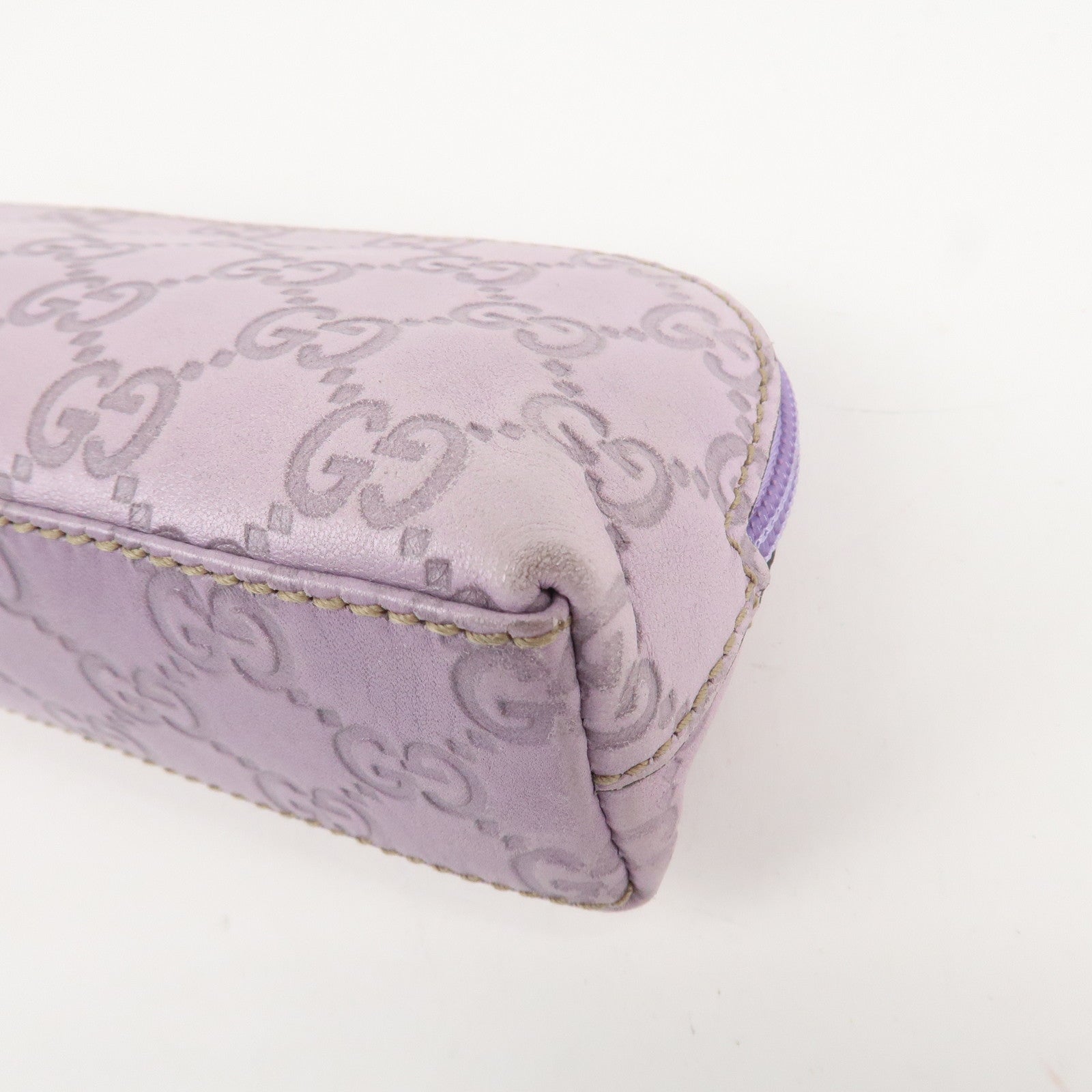 GUCCI Guccissima Leather Cosmetic Pouch Purple 272367 Used