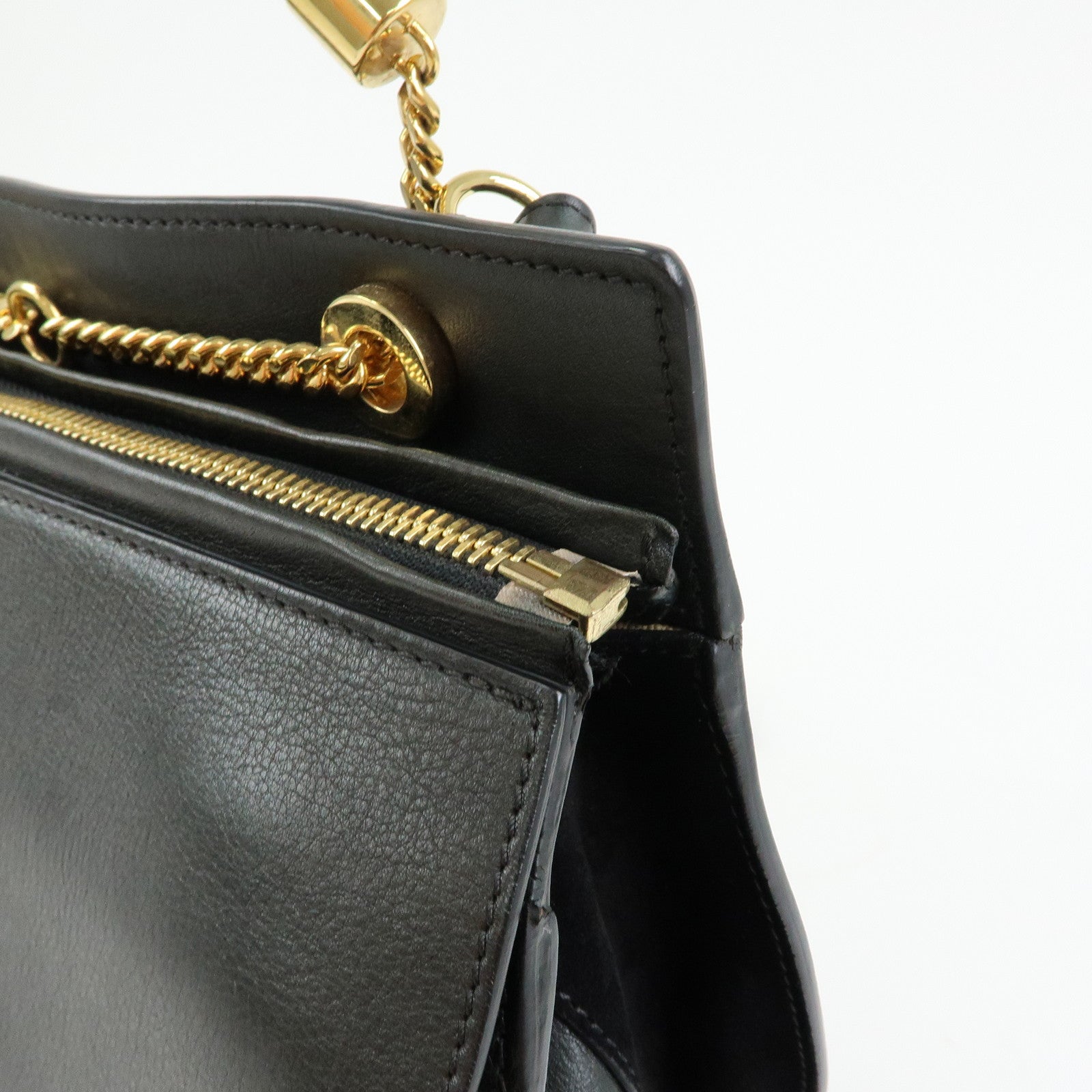 Chloe Goldie Leather 2Way Bag Shoulder Bag Hand Bag Black