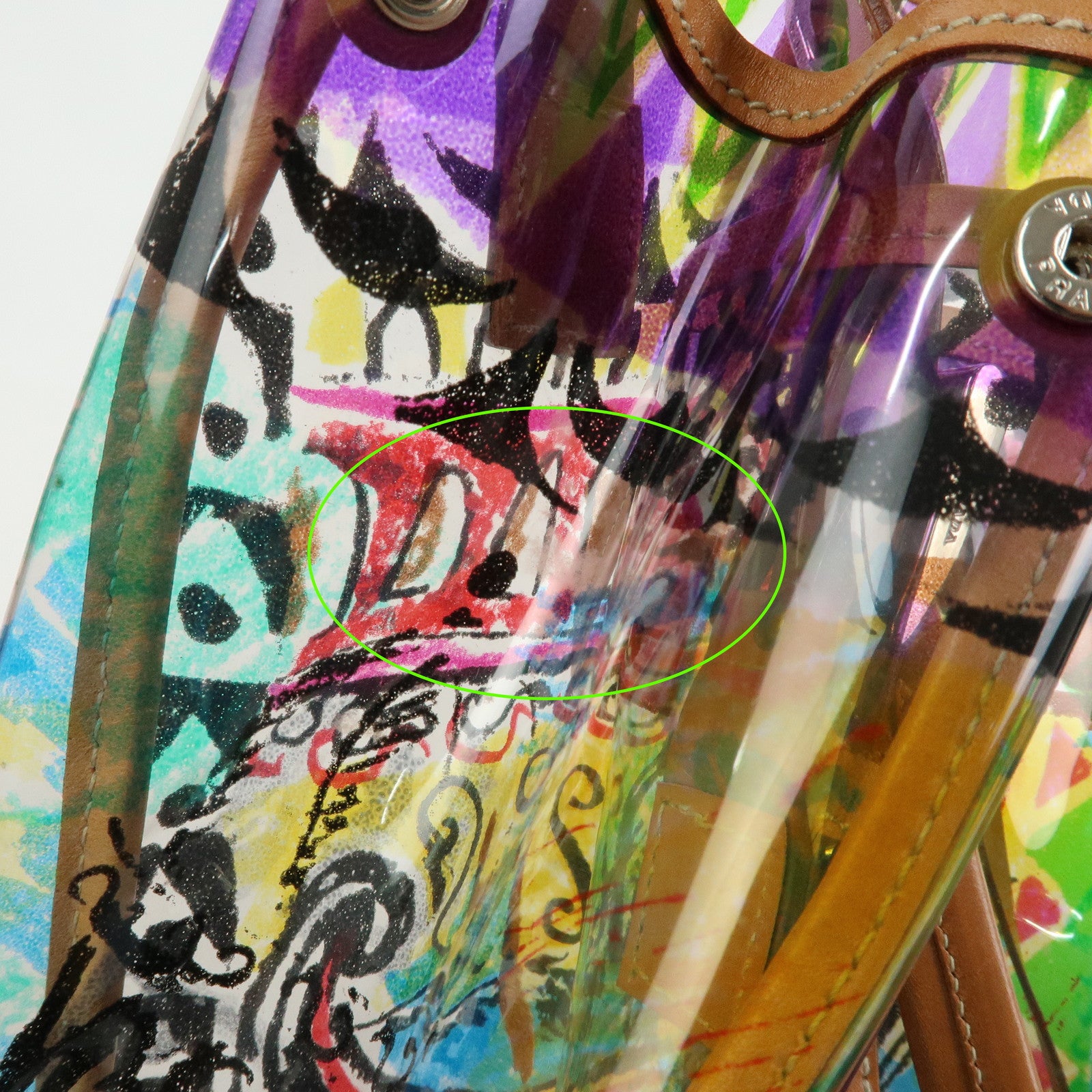 PRADA Venetian Print PVC Leather Tote Bag Clear Multicolor BR2515