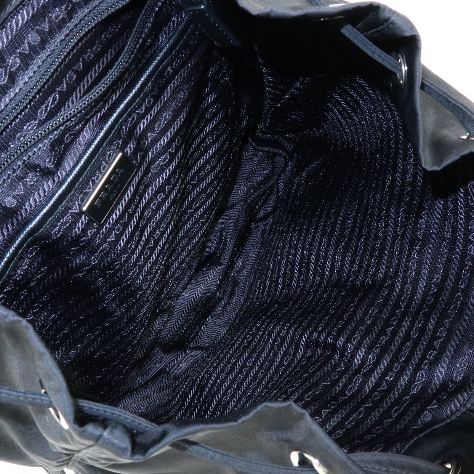 PRADA Triangle Logo Nylon Saffiano leather Backpack Rucksuck Black