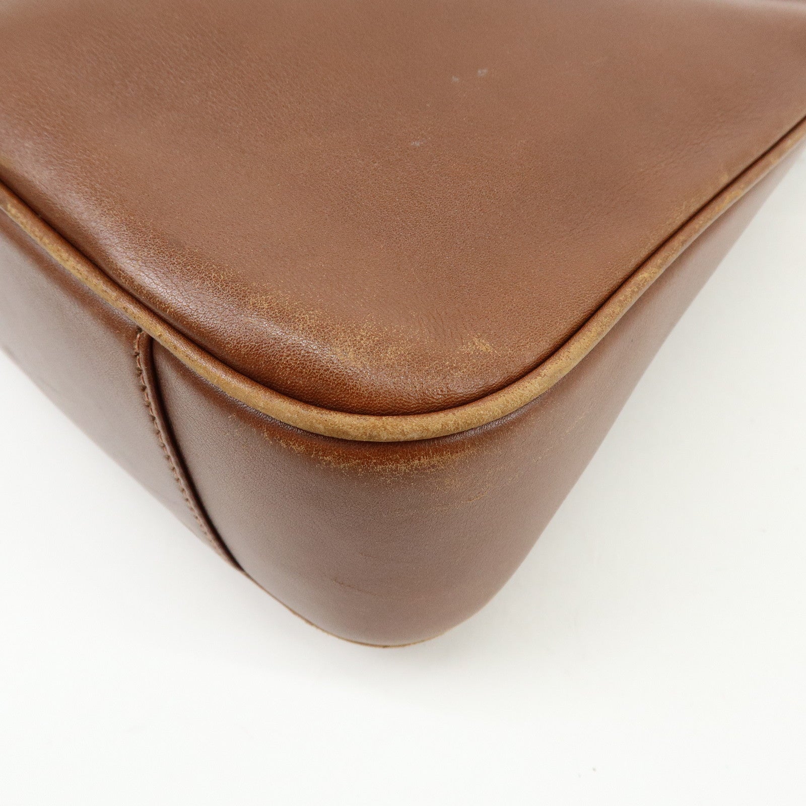 GUCCI Bamboo Leather 2Way Bag Shoulder Bag Brown 001.3444