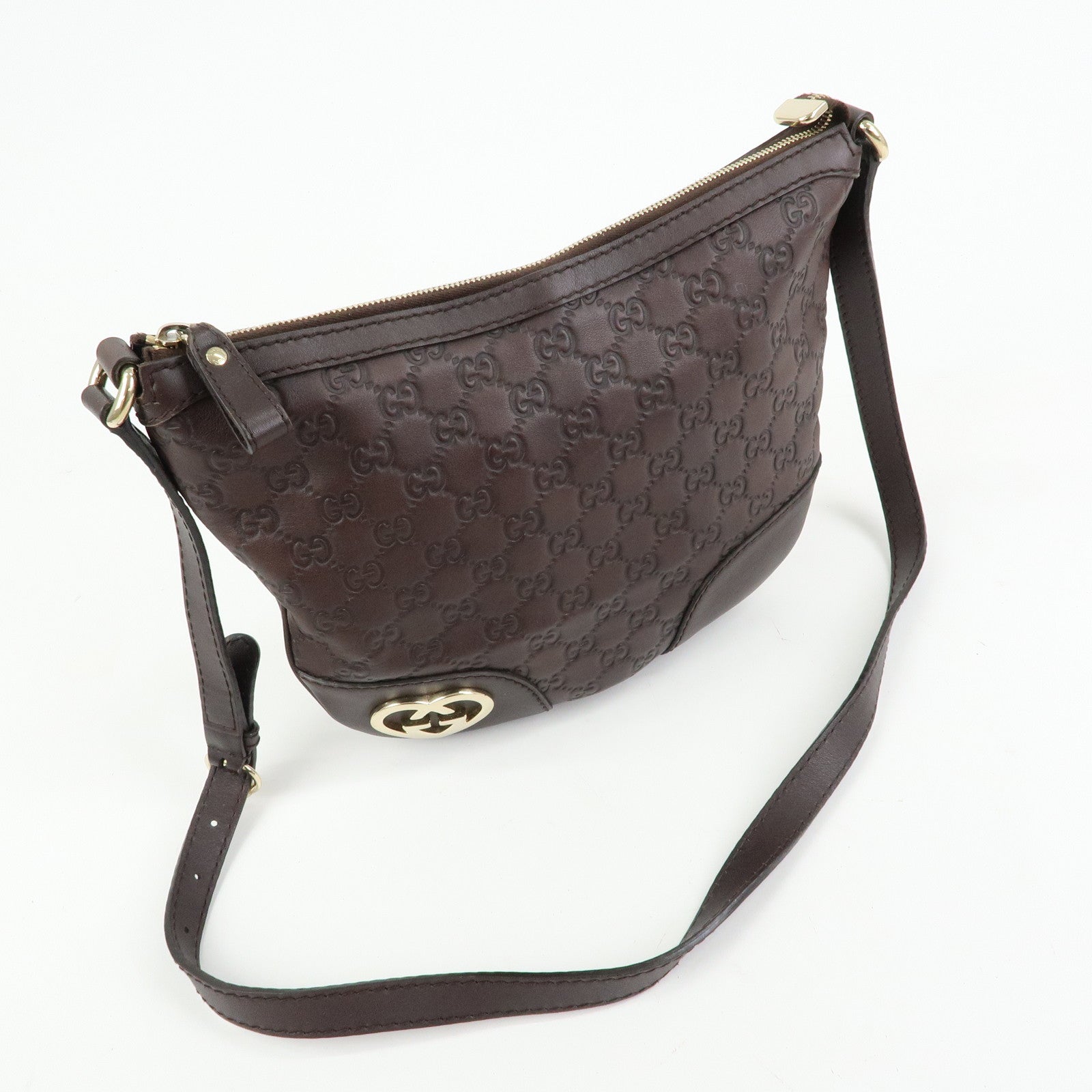 GUCCI Lovely Heart Guccissima Leather Shoulder Bag Brown 257072