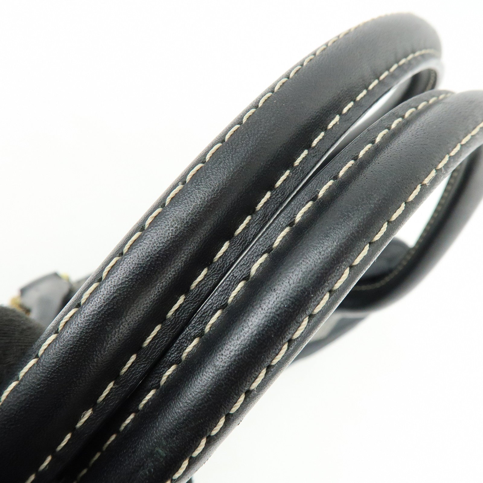 COACH Signature Canvas Leather Shoulder Bag Boston Bag Black