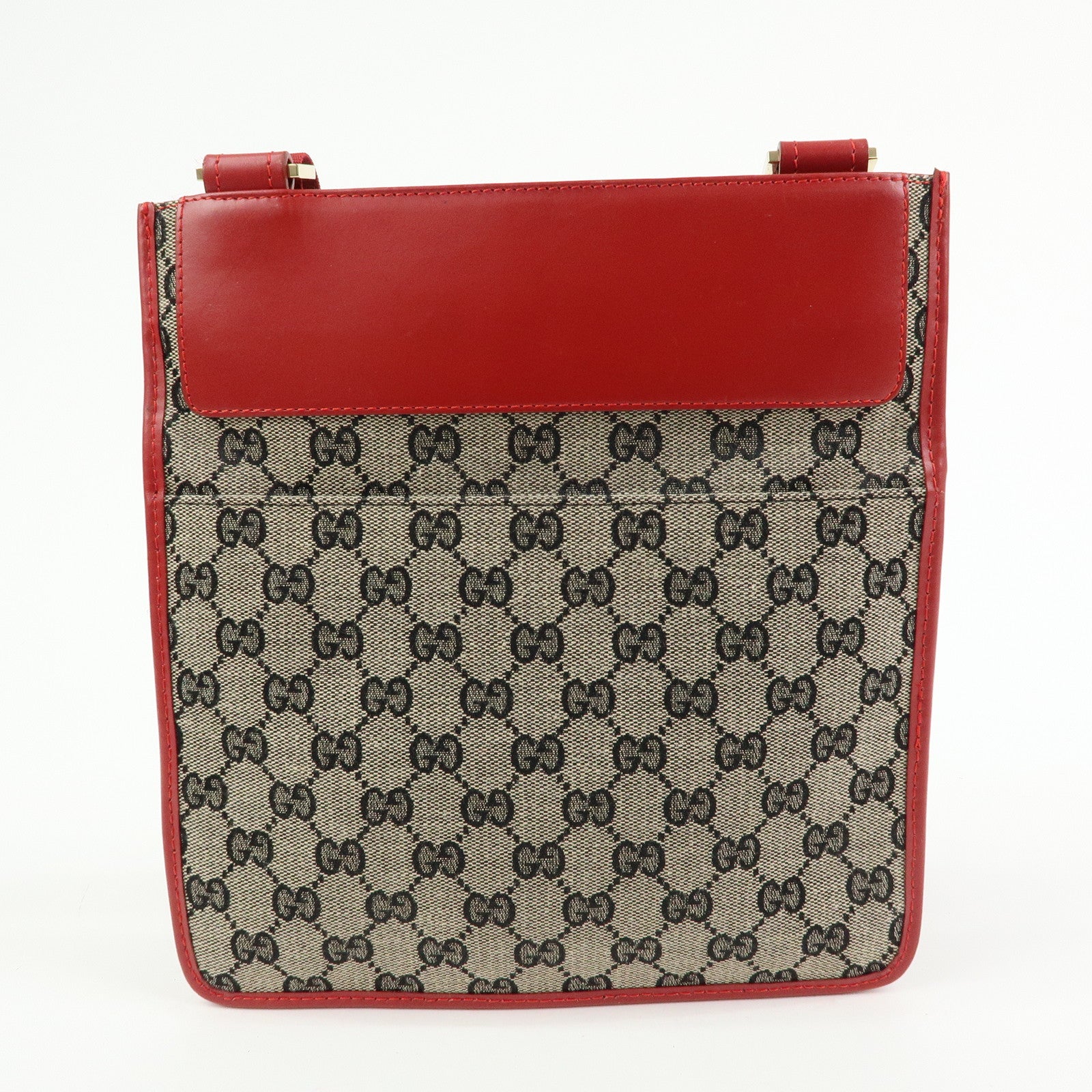 GUCCI GG Canvas Leather Shoulder Crossbody Bag Red 019・0348・200047