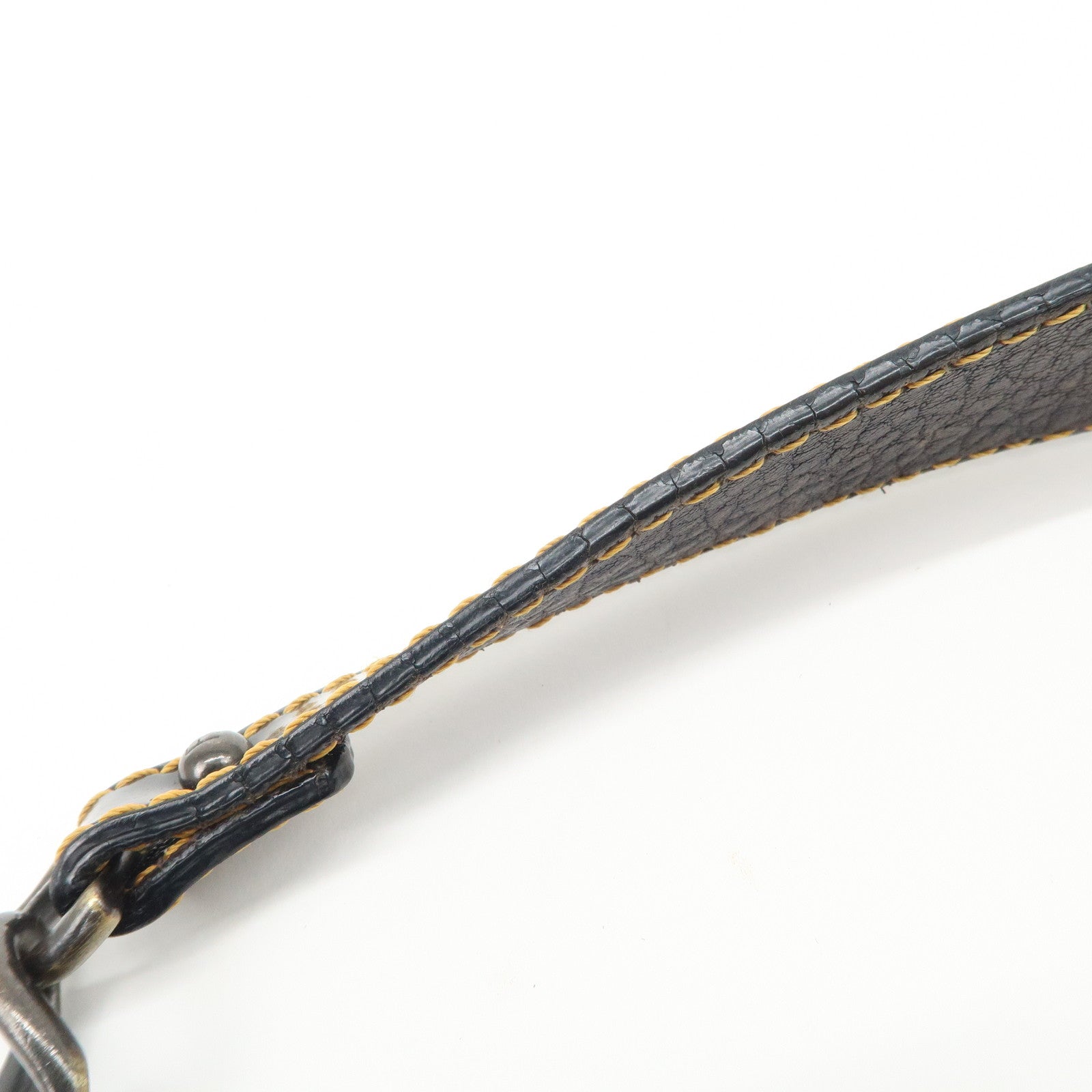 FENDI Leather Patent Leather shoulder Bag Belt Navy 8BR551