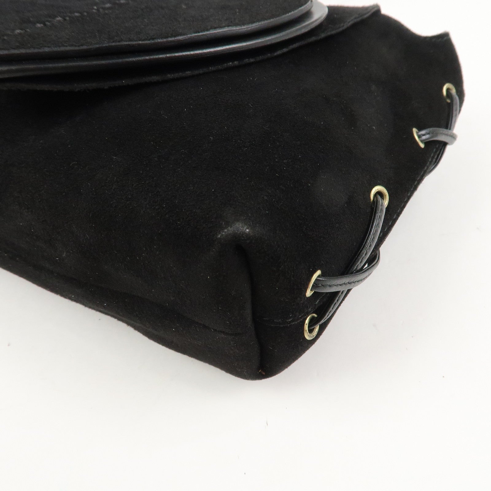 GUCCI Suede Leather Heart Shoulder Bag Black 95107
