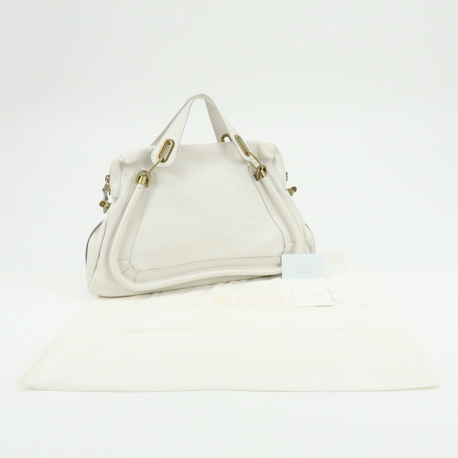 Chloe Paraty Leather 2Way Bag Hand Bag White