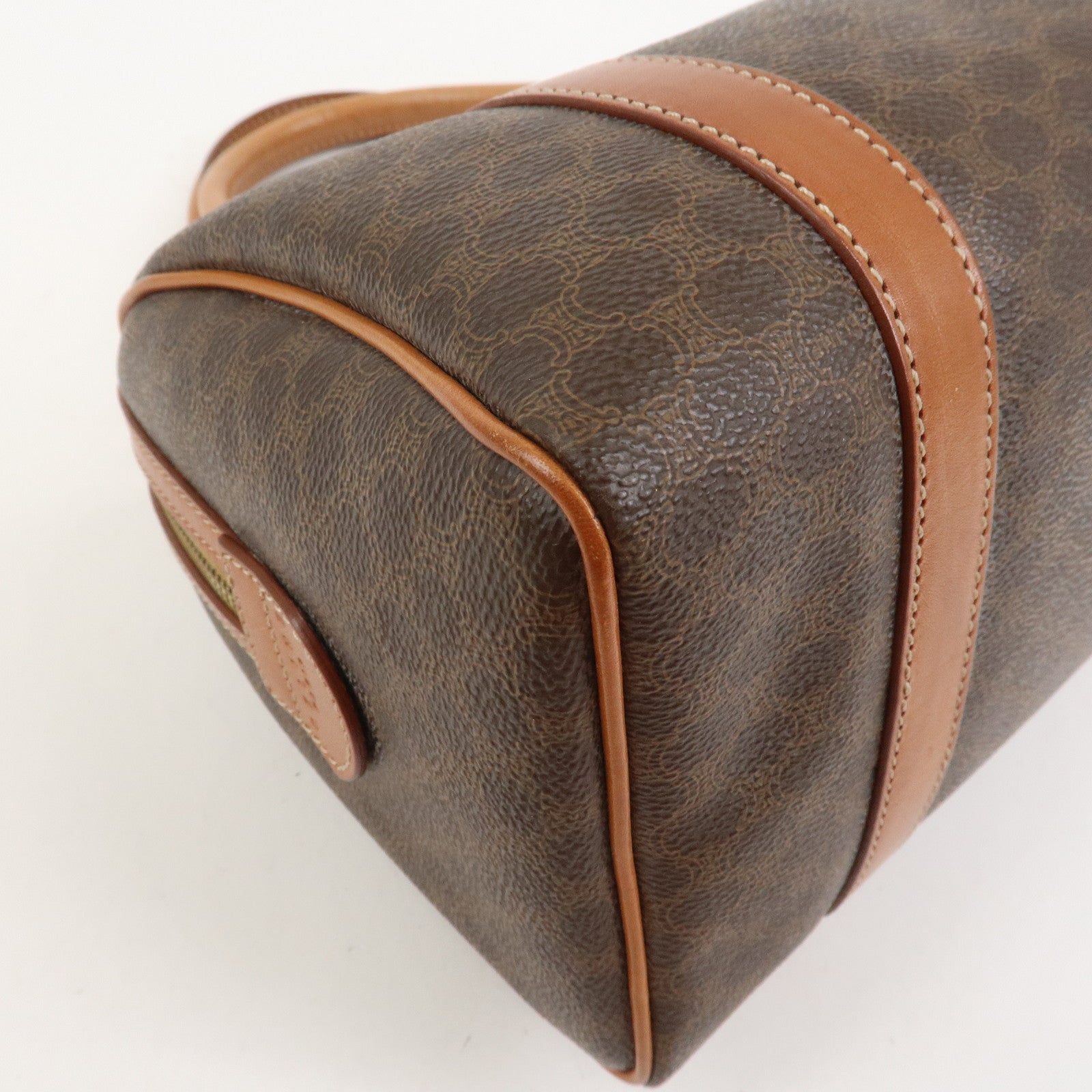 CELINE Macadam PVC Leather Boston Bag Hand Bag Brown