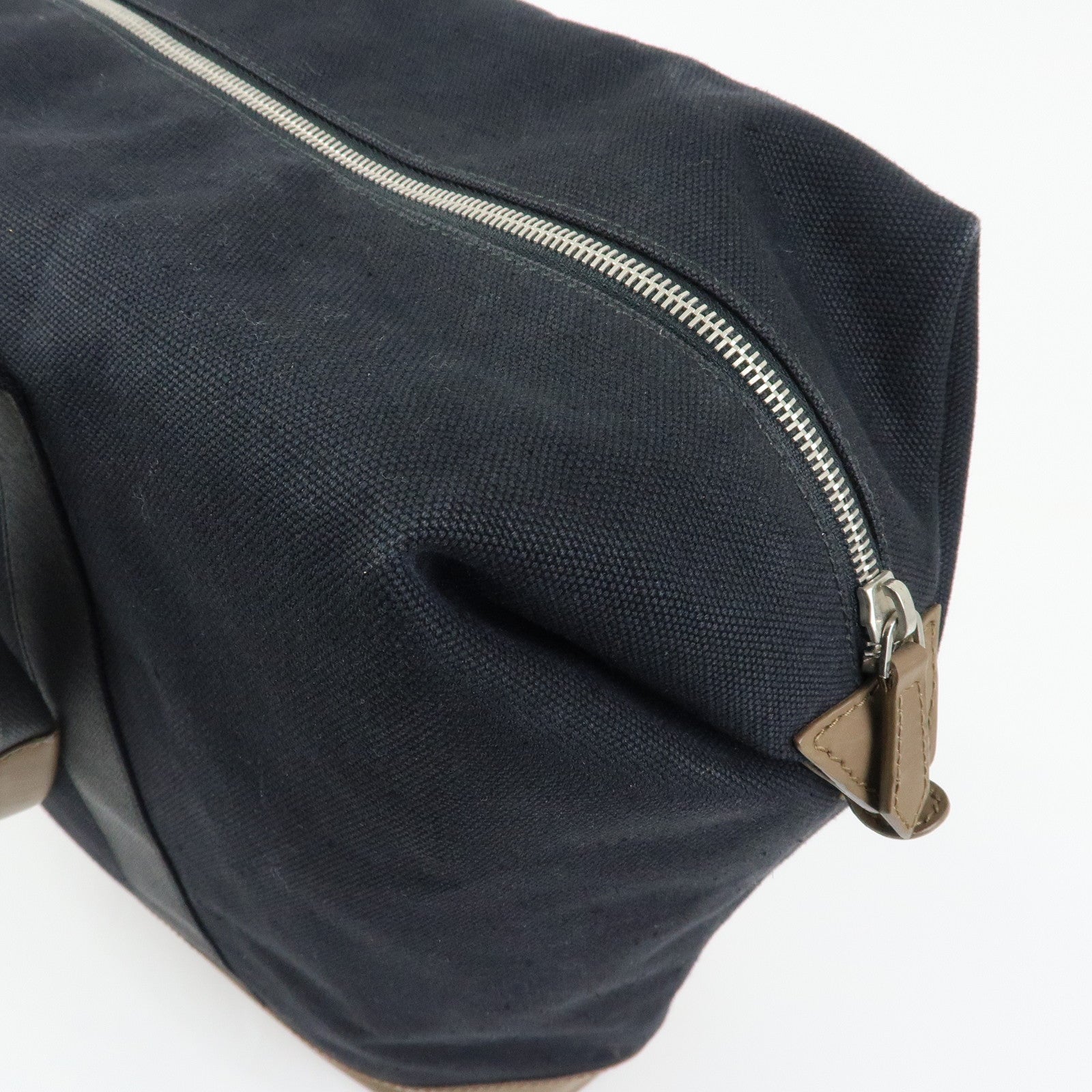 BALENCIAGA Canvas Leather Boston Bag Hand Bag Black Brown 433672