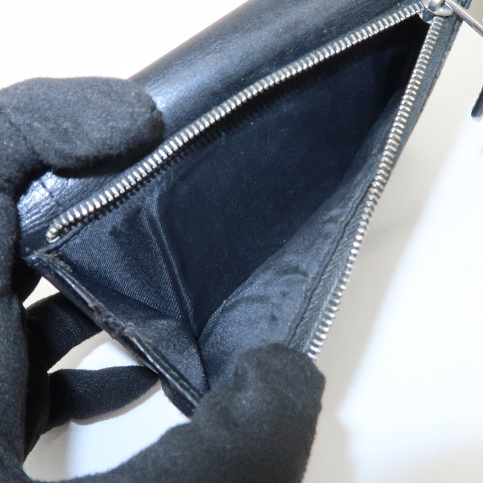 Christian Dior Trotter Leather Canvas Tri-Hold Wallet Black Silver
