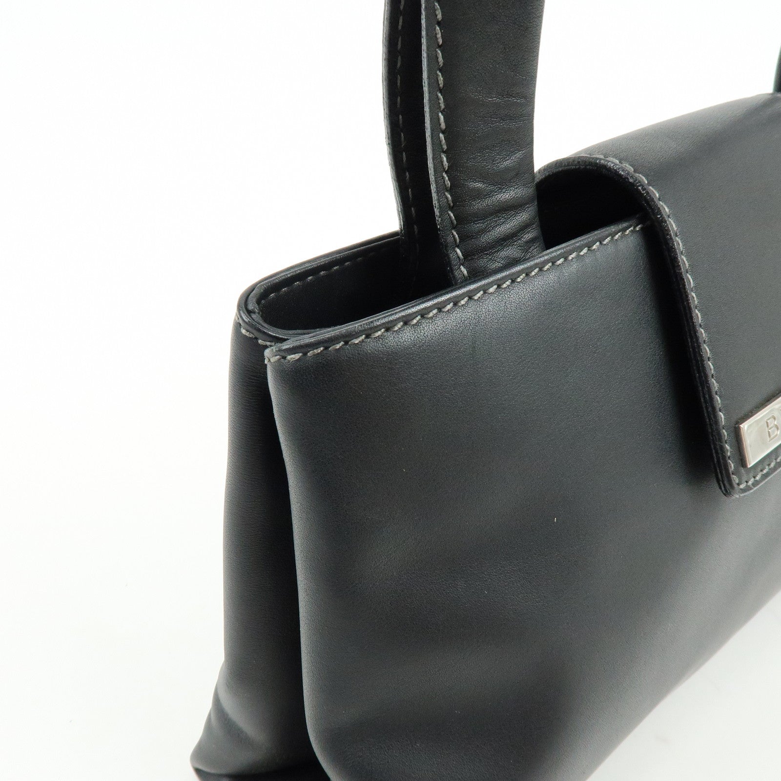 BVLGARI Logo Leather Shoulder Bag Hand Bag Black